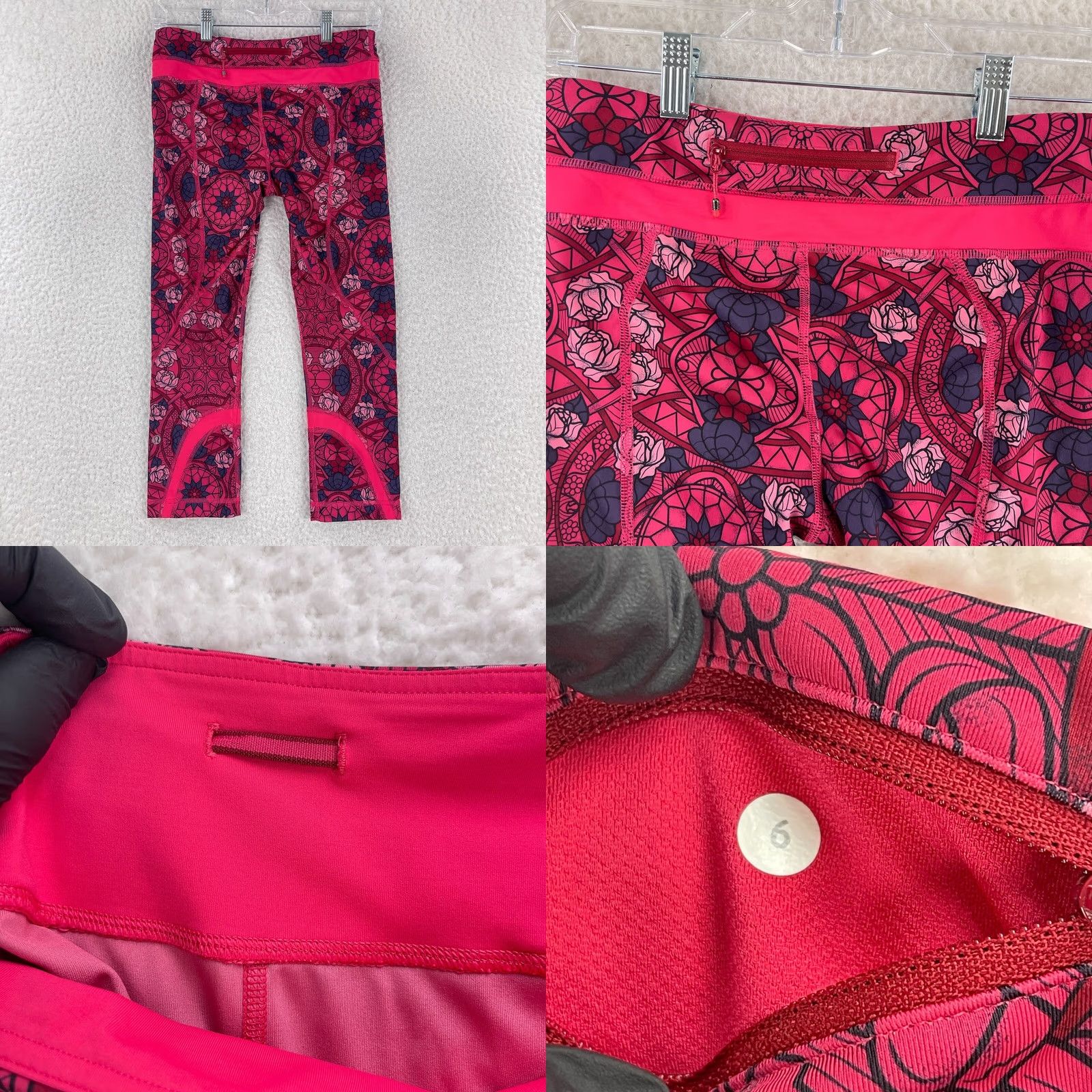 Lululemon Lululemon Inspire Crop II Leggings Womens Size 6 Pink Floral Pull On Yoga Gym Crop Leggings Varsity style Size 27" / US 4 / IT 40 - 8 Thumbnail
