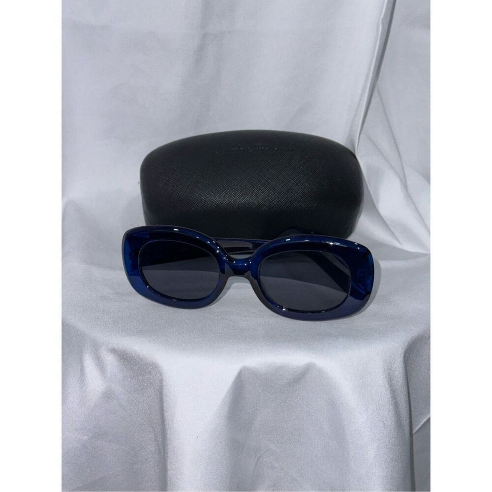 Other Blue Rounded Rectangle Sunglasses with Case | Sz OS Size ONE SIZE - 3 Thumbnail