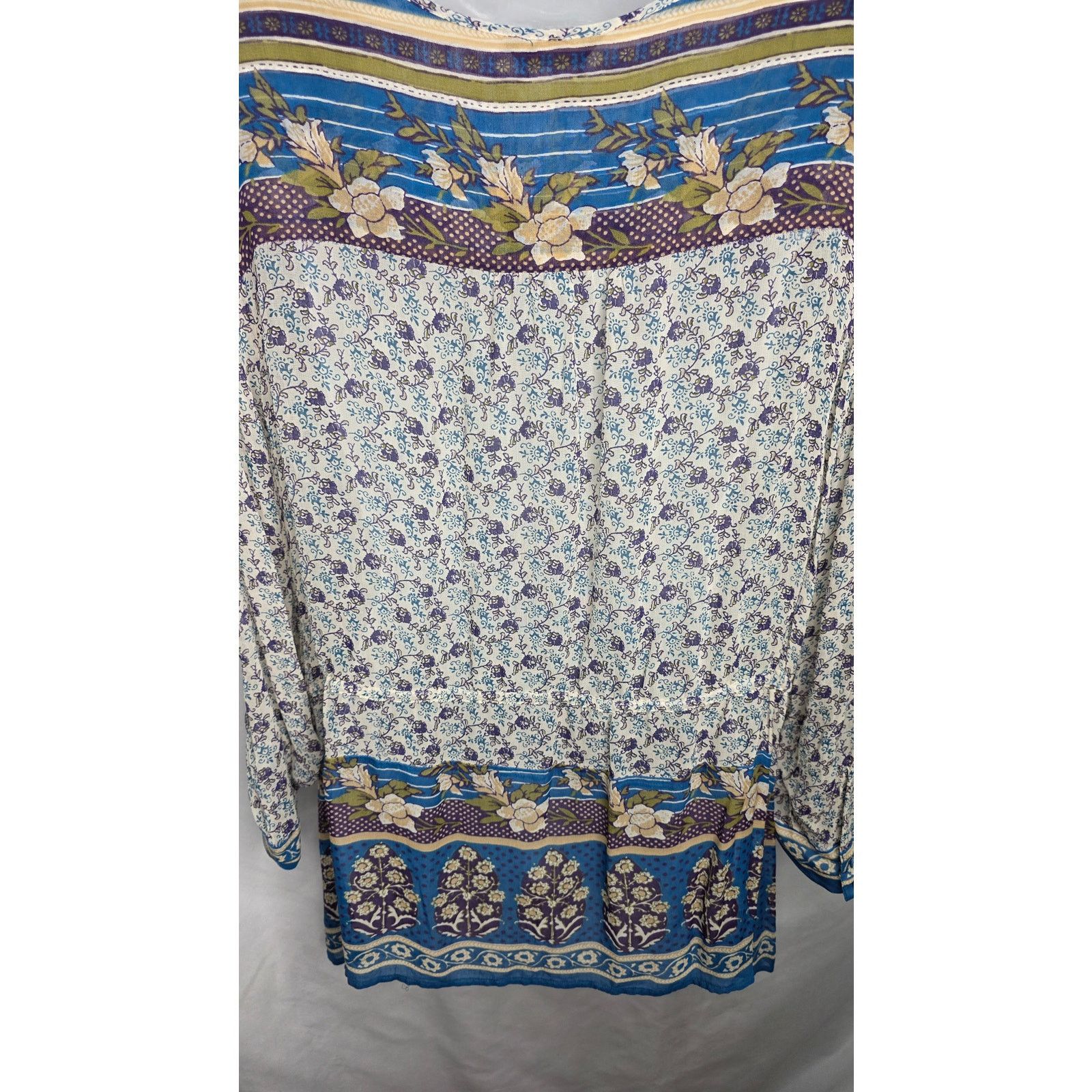 Lucky Brand Lucky Brand Boho Floral Sheer Long Sleeve Blouse Tunic Size XL / US 12-14 / IT 48-50 - 11 Thumbnail