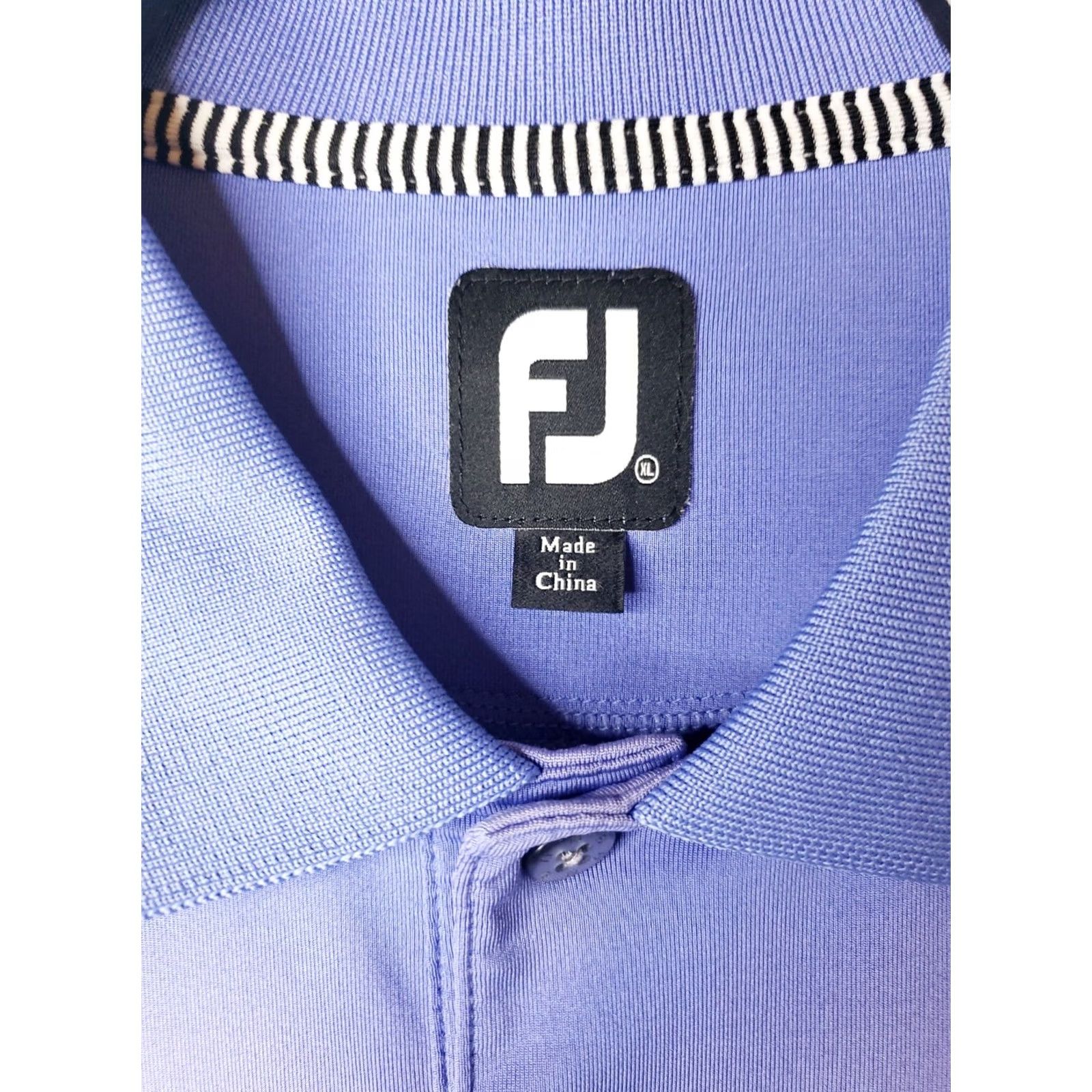 Footjoy FootJoy FJ Mens XL Golf Polo Shirt Periwinkle Blue Striped Performance Stretch - Vintage - 2000-2010 Size US XL / EU 56 / 4 - 7 Thumbnail