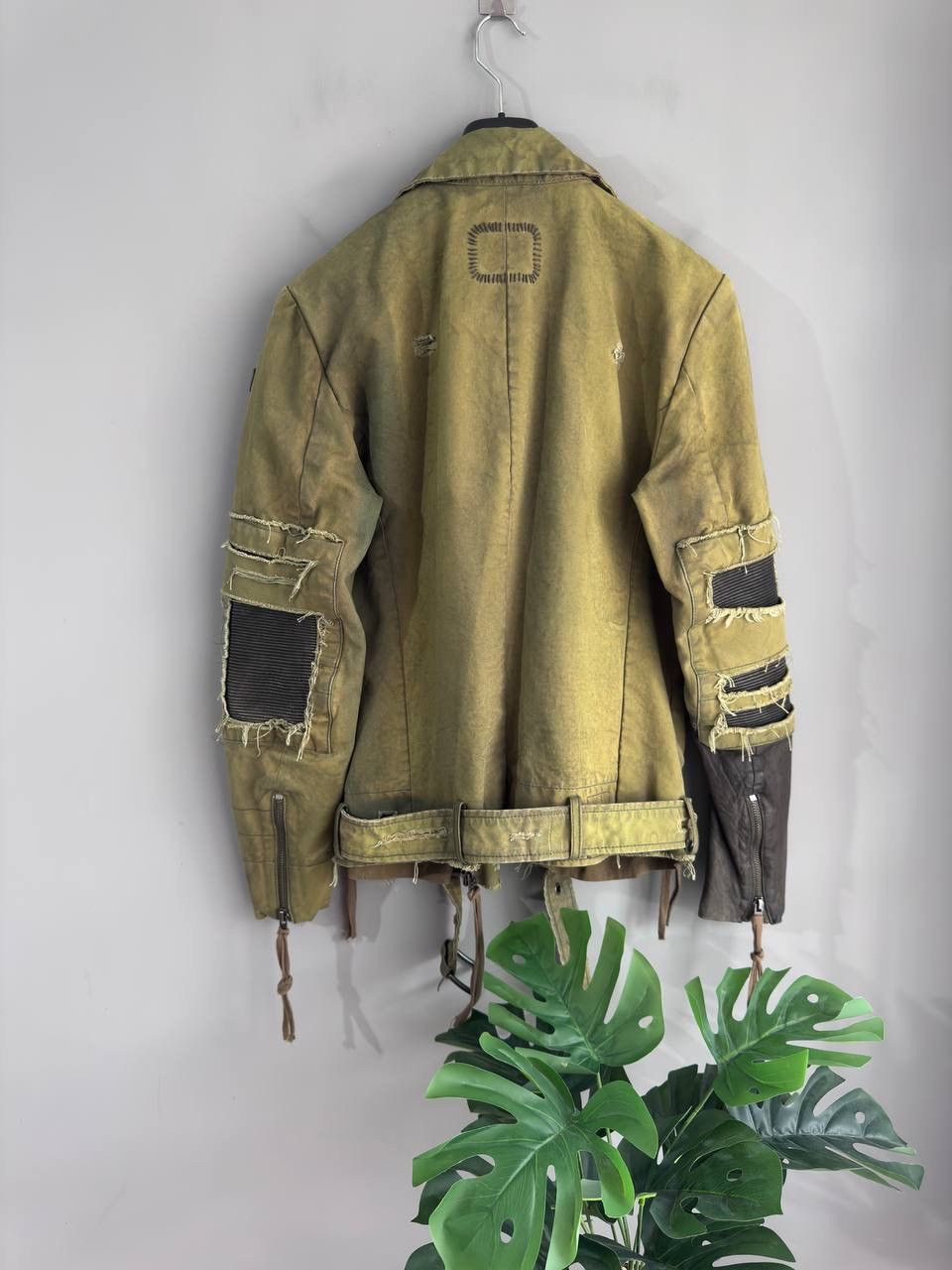 tigha Tigha Men's Canvas Cotton/Leather Distressed Biker Jacket, L Size US L / EU 52-54 / 3 - 18 Thumbnail