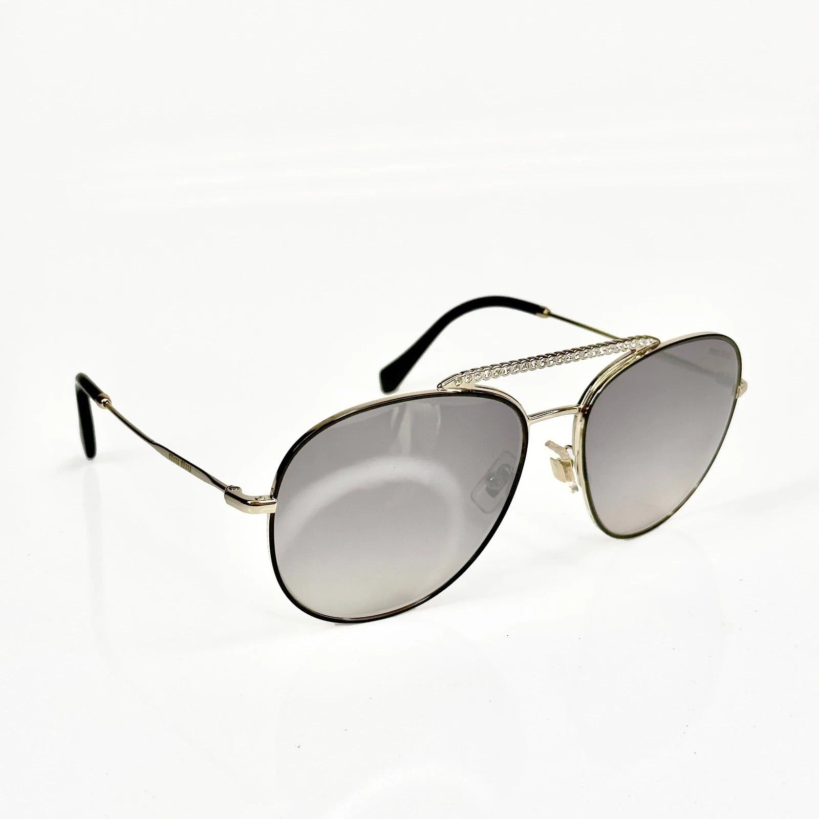 Miu Miu MIU MIU MU53VS SOCIETE CRYSTAL Gold Black Pink Aviator 53V Size ONE SIZE - 5 Thumbnail