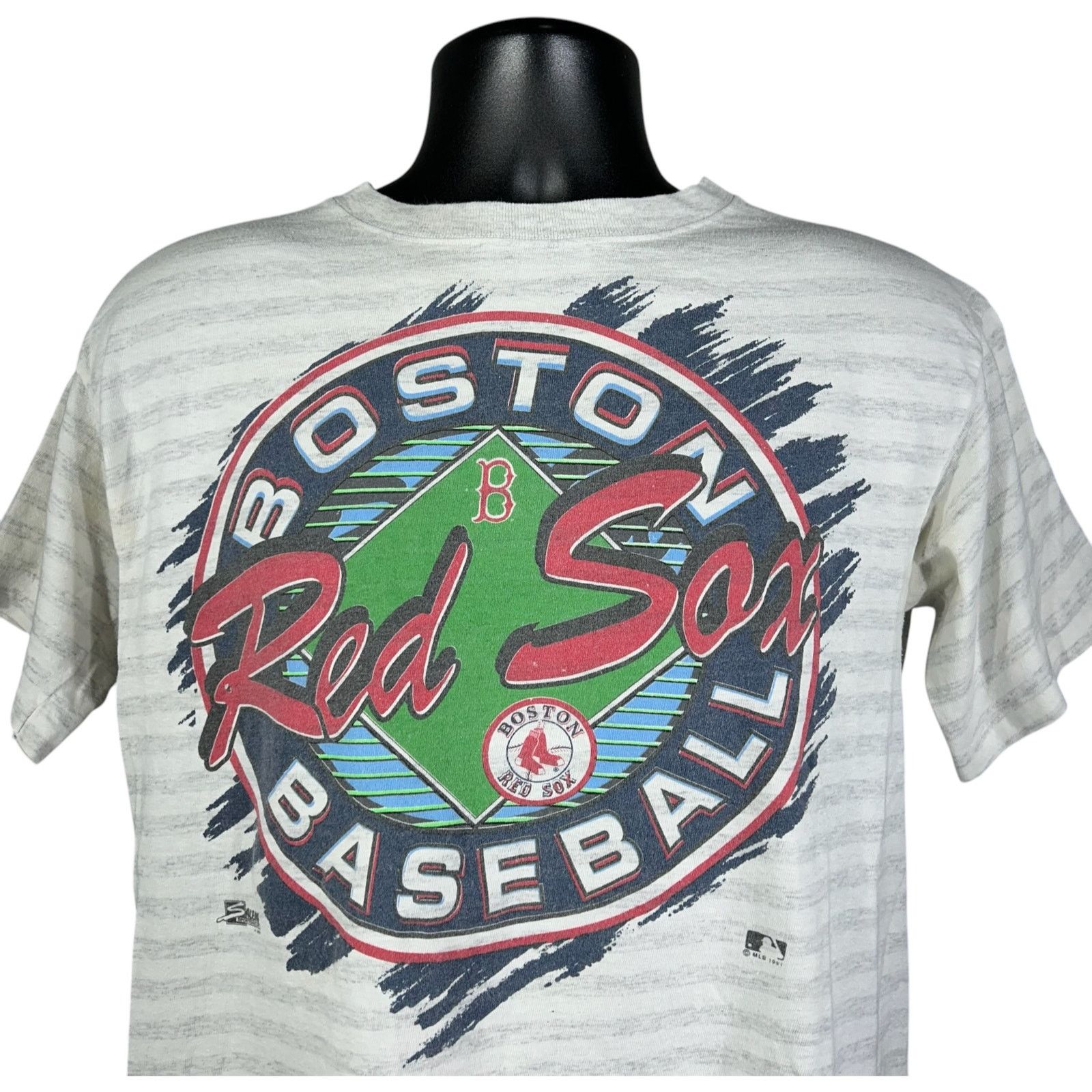 Vintage Vintage Boston Red Sox Striped MLB Tee 90s Medium Size US M / EU 48-50 / 2 - 2 Thumbnail