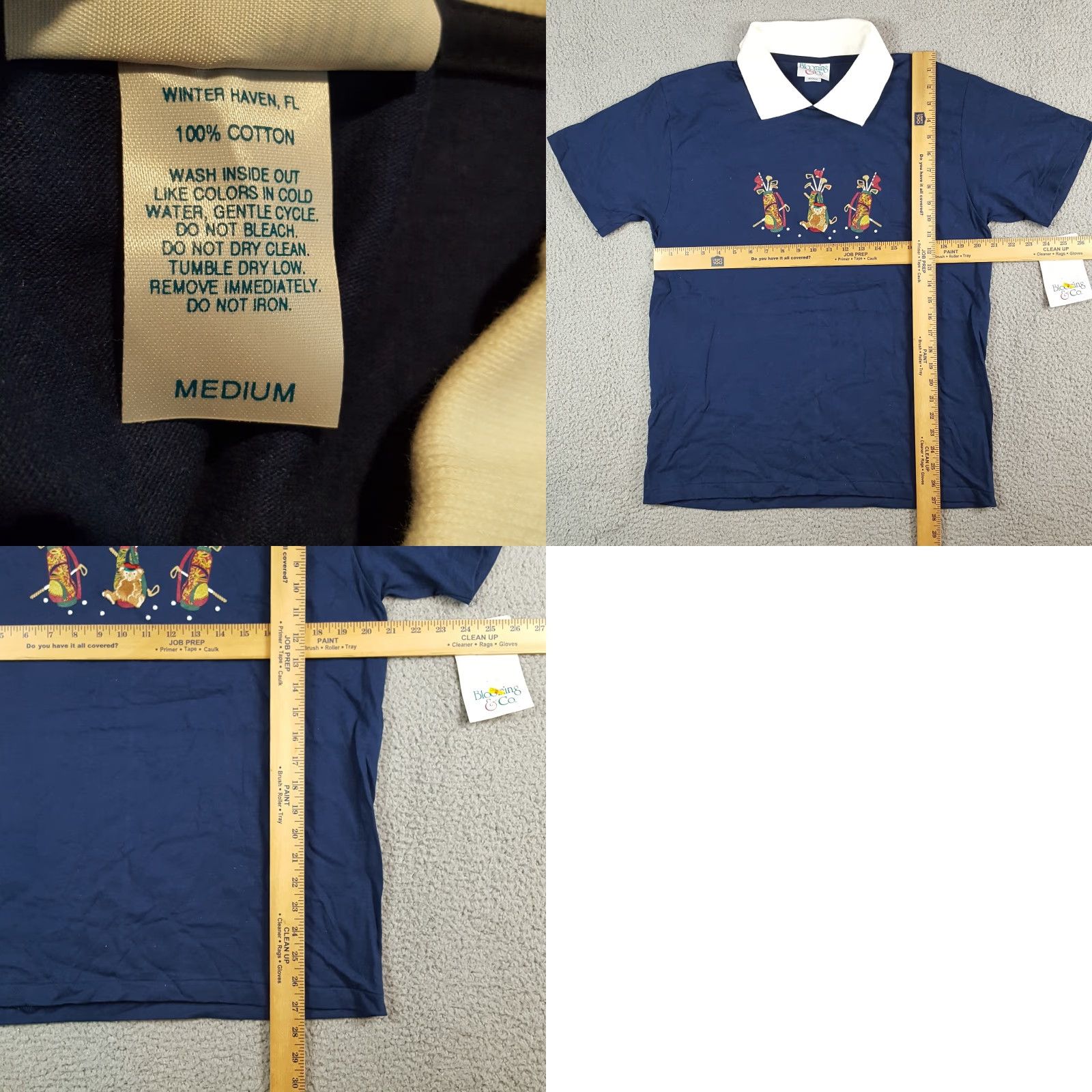 Vintage VINTAGE Blooming & Co T-Shirt Women Collared Short Sleeve Cotton 2000s Y2K Preppy Golf Teddy Bear Blue M Size M / US 6-8 / IT 42-44 - 8 Thumbnail