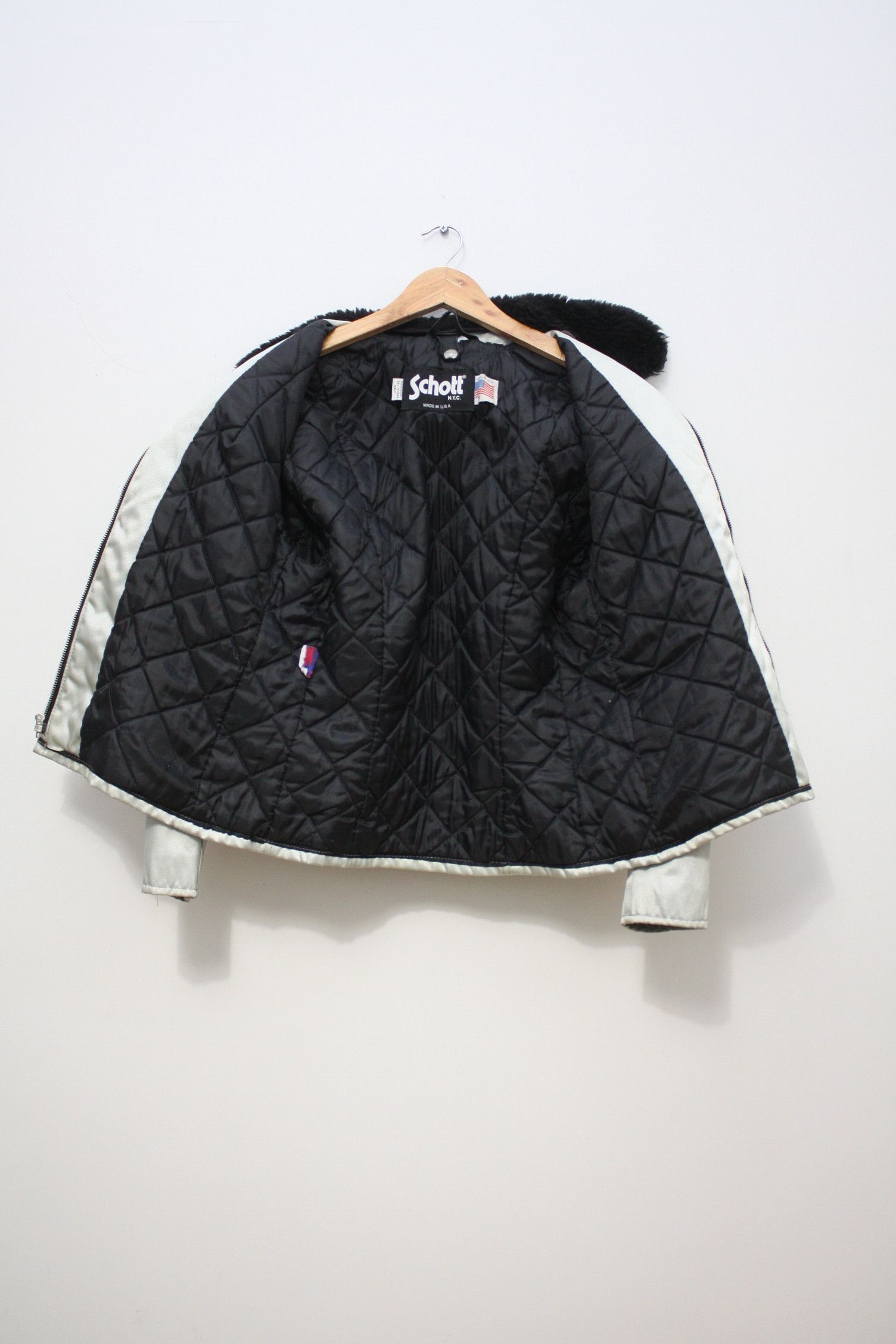 Schott Schott N.Y.C. Silver Nylon Women's Jacket Size M Made In USA Size M / US 6-8 / IT 42-44 - 3 Thumbnail