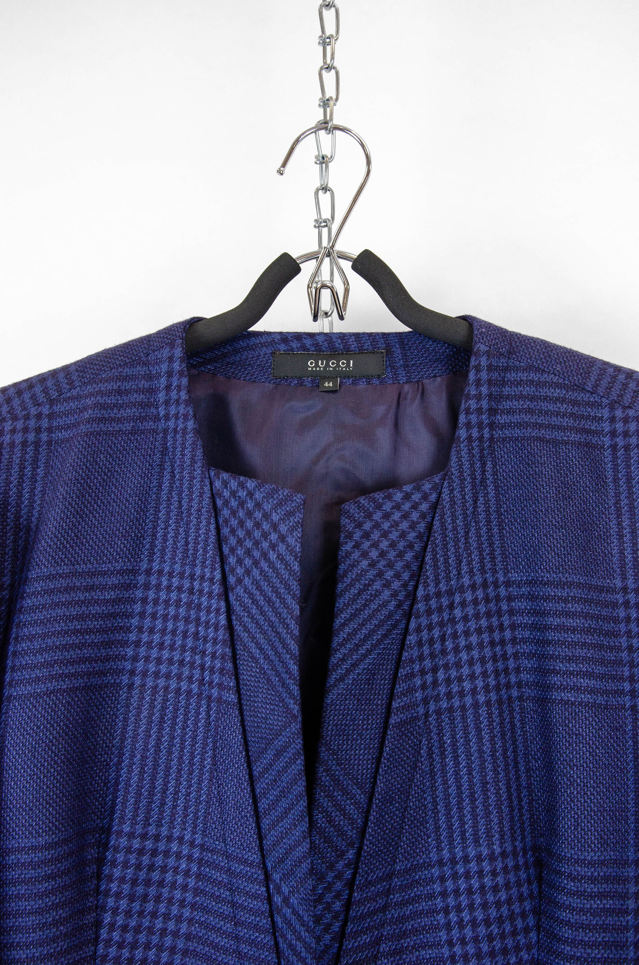 Gucci Gucci Collarless Wool Blazer Blue Check - Size 44 Size M / US 6-8 / IT 42-44 - 5 Thumbnail