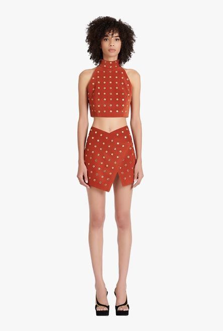 Balmain o1y0625 Mini Skirt in Brown Size 27" / US 4 / IT 40 - 4 Thumbnail