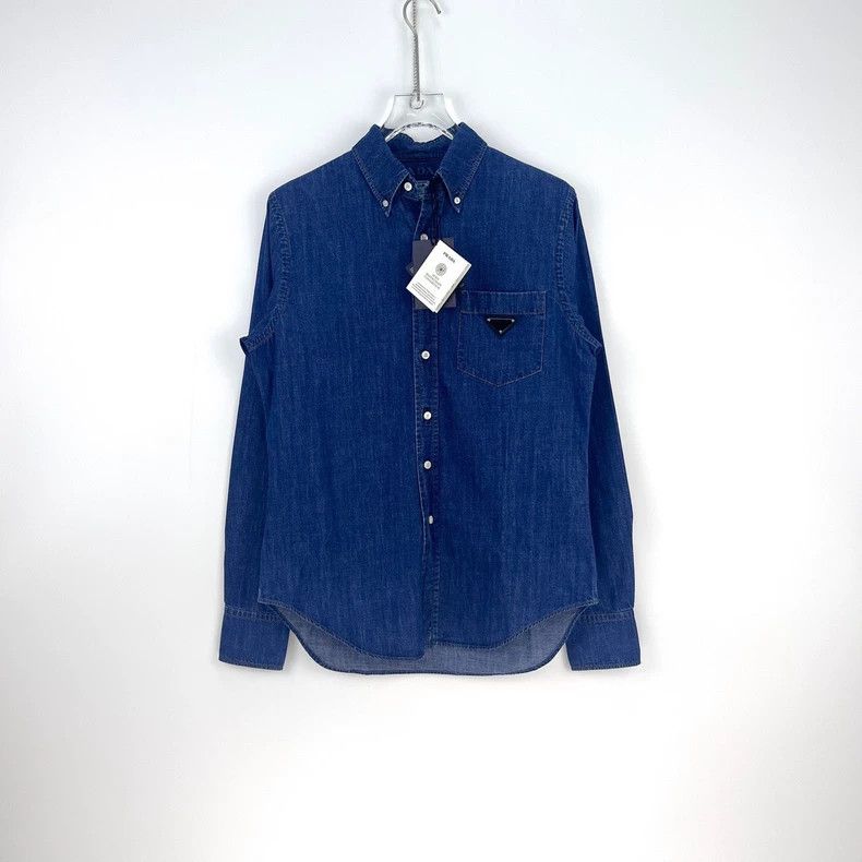 Prada Prada Size 39 Blue washed denim shirt 2502-Nextarrow Size US XXS / EU 40 - 3 Thumbnail