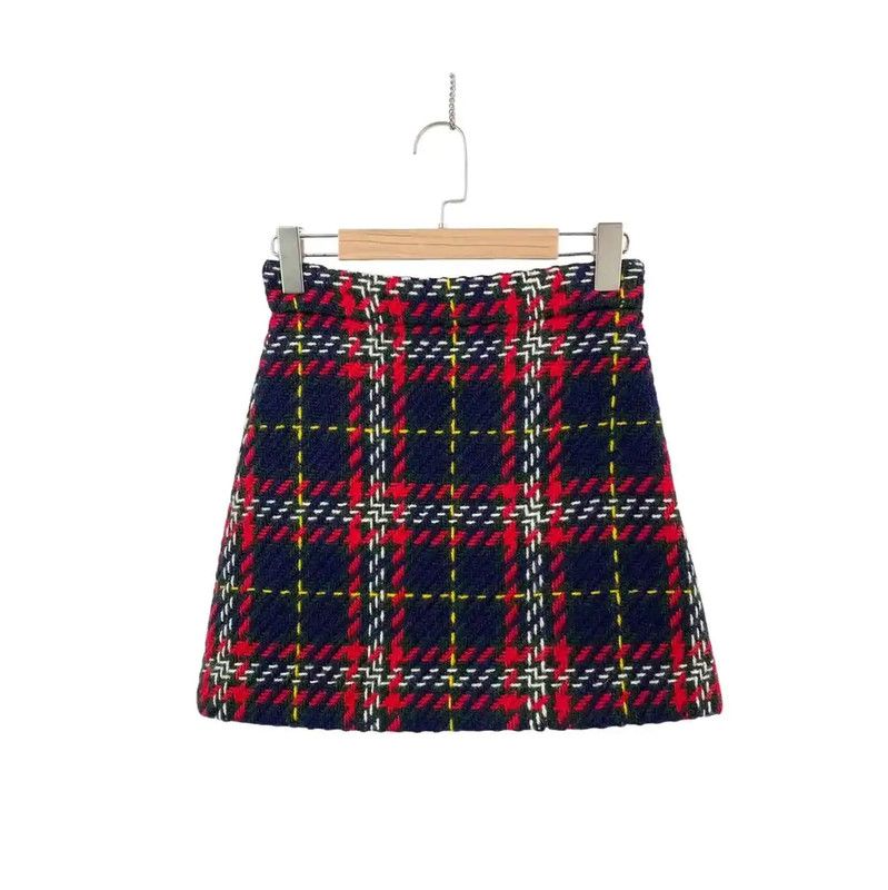 Miu Miu Miu Miu Red Wool Mini Skirt 0089 Size 30" / US 8 / IT 44 - 1 Thumbnail