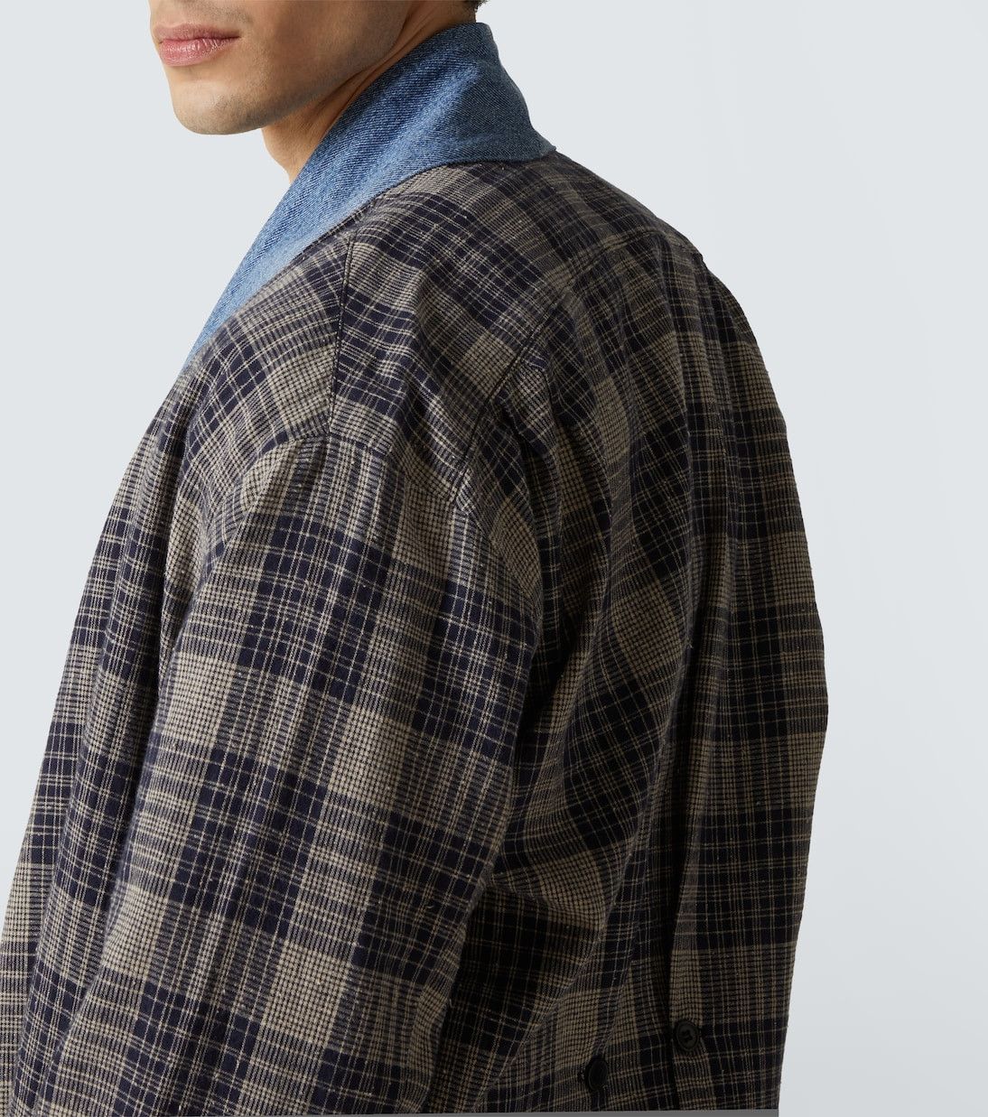 Greg Lauren $1600 Greg Lauren Plaid Denim-Trim Long GL1 kimono robe Size US XXL / EU 58 / 5 - 4 Thumbnail