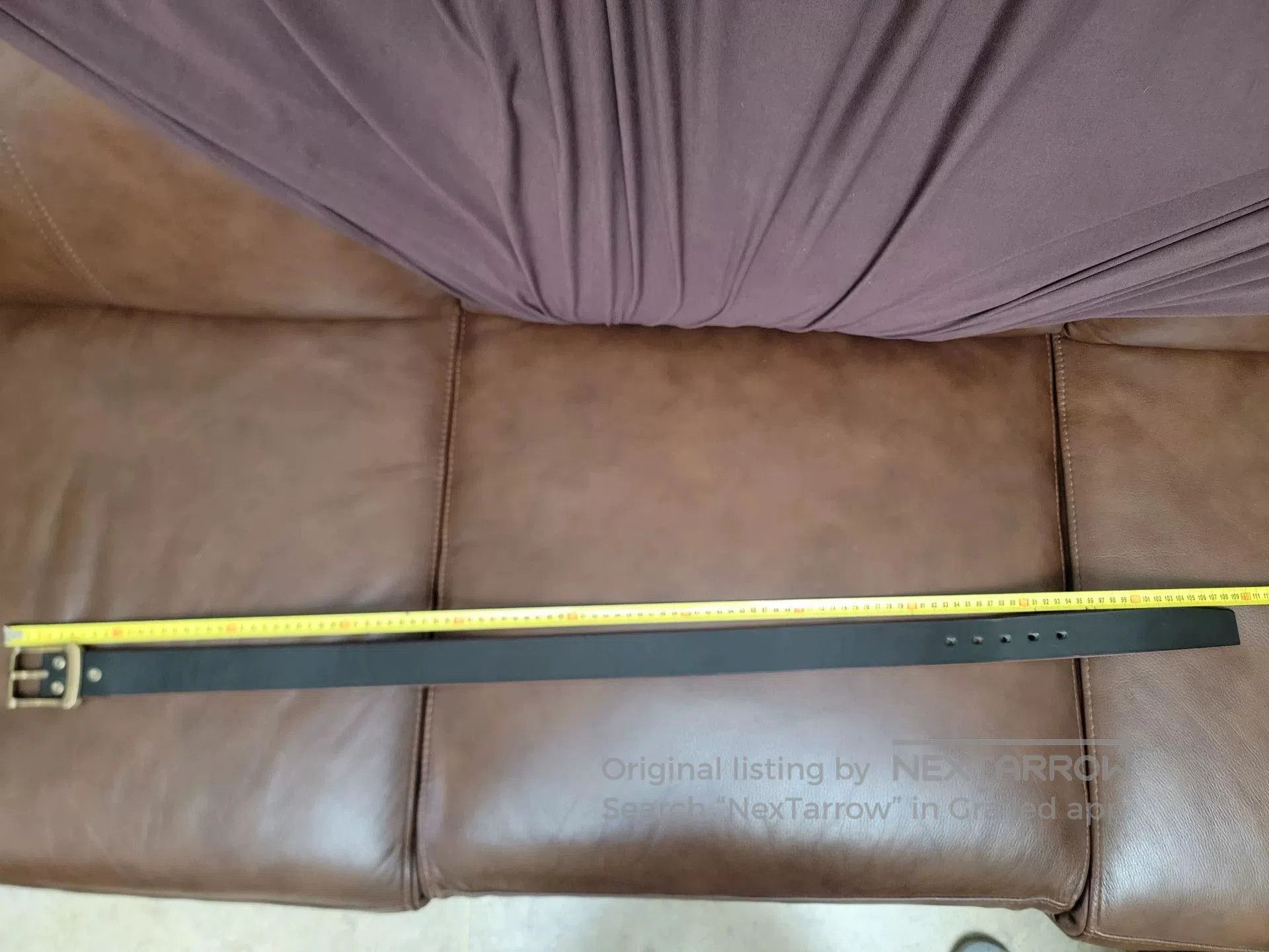 Japanese Brand Leather Belt with Brass Buckle for Men. Size ONE SIZE - 5 Thumbnail