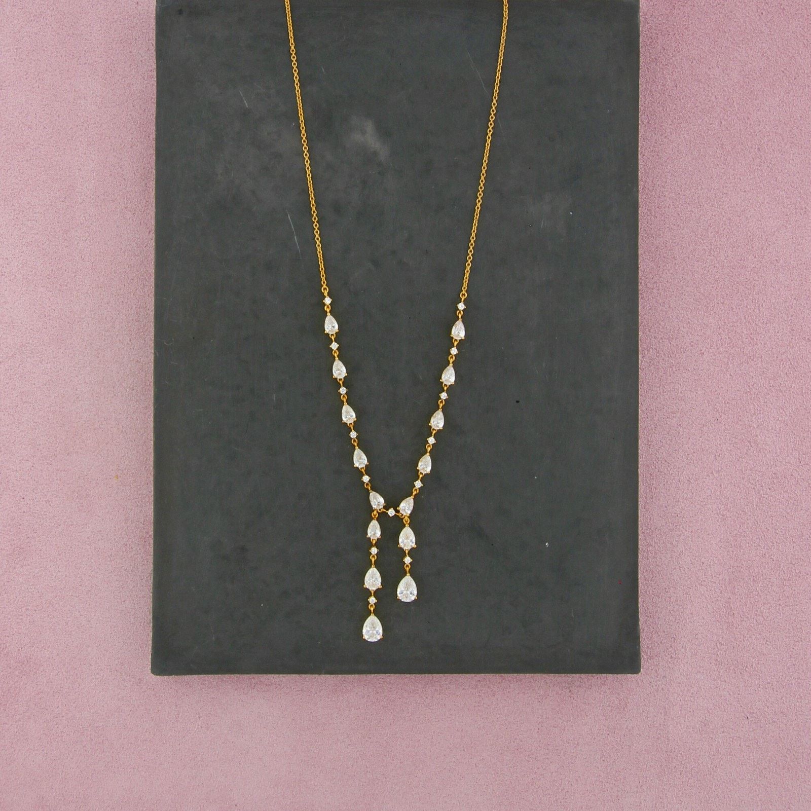 Sterling Silver sterling silver gold plate cz drop necklace size 17-19in Size ONE SIZE - 1 Thumbnail