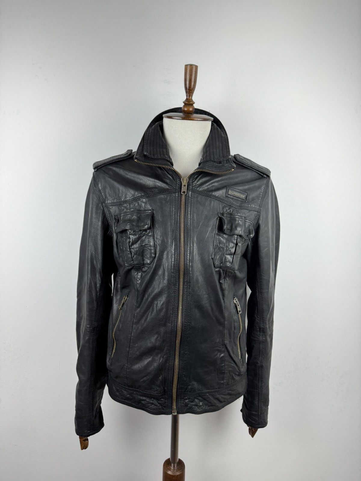 Superdry Men’s SuperDry Ryan Motorcycle Lather Jacket size XL Size US XL / EU 56 / 4 - 1 Thumbnail