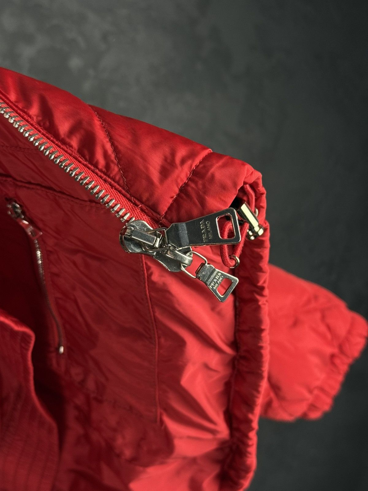 Prada 2008 Prada Red Diamond Women’s Quilted Puffer Jacket Size XL / US 12-14 / IT 48-50 - 9 Thumbnail
