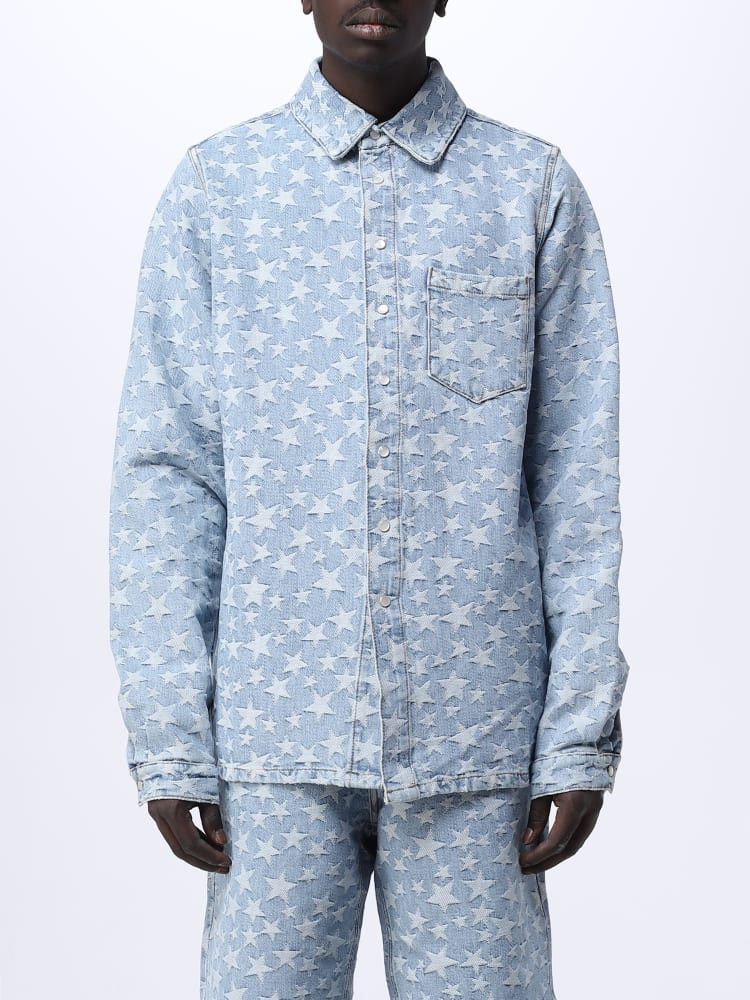 ERL o1mle0724 Denim Jacquard Overshirt in Blue Size US L / EU 52-54 / 3 - 1 Thumbnail