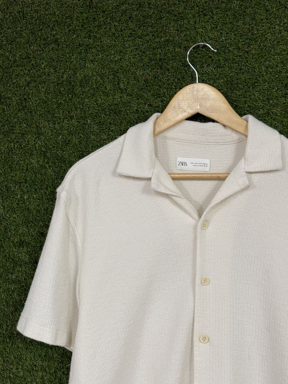 Zara Zara White Terry Camp Collar Button Shirt Large Size US L / EU 52-54 / 3 - 2 Thumbnail