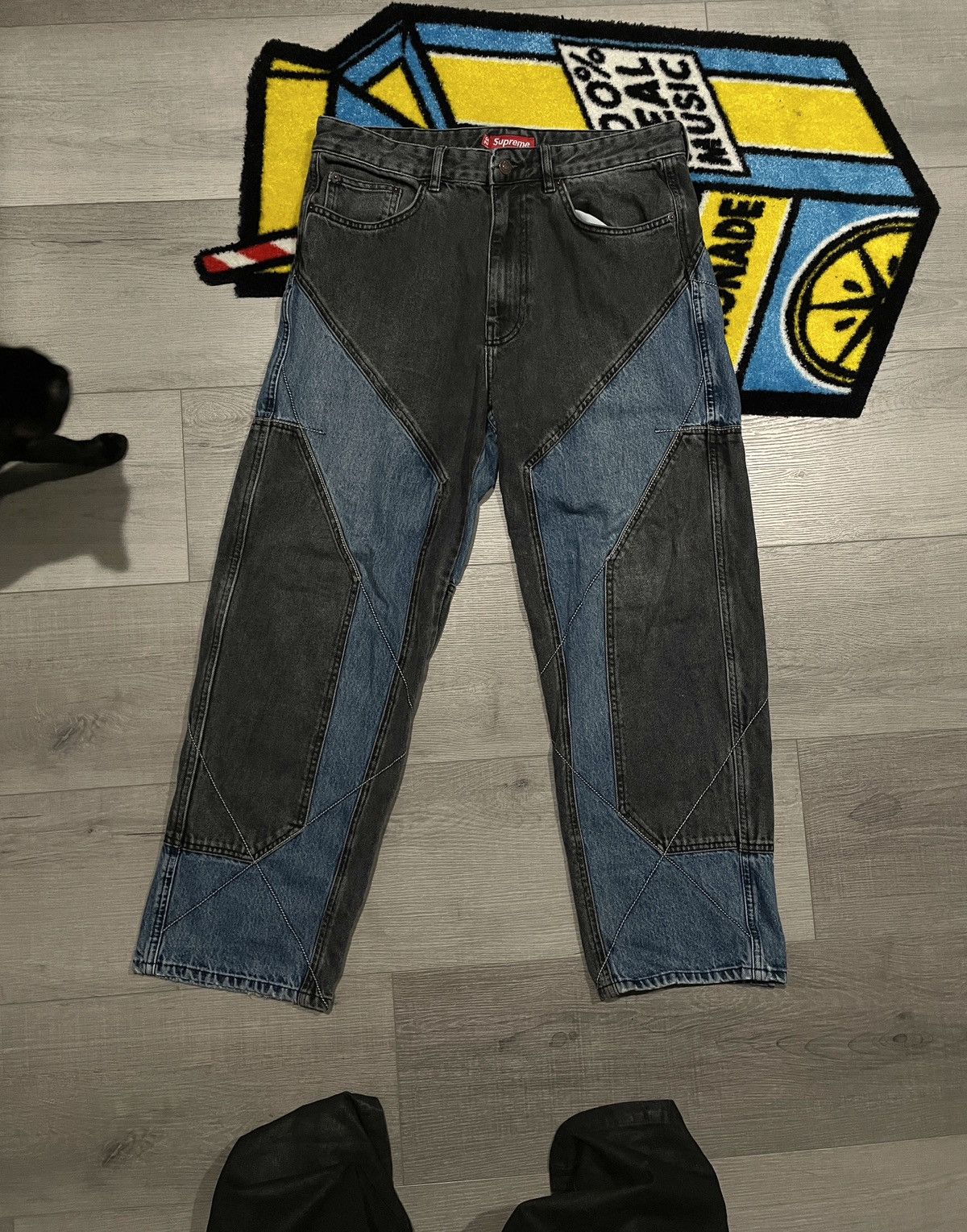 image of Supreme 2-Tone Panelled Denim (Blue), Men's (Size 32)
