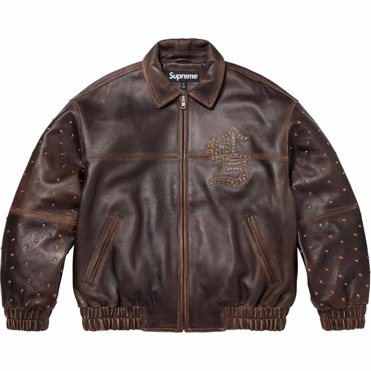 Supreme Supreme Gem Studded Leather Jacket Brown Size US S / EU 44-46 / 1 - 2 Thumbnail