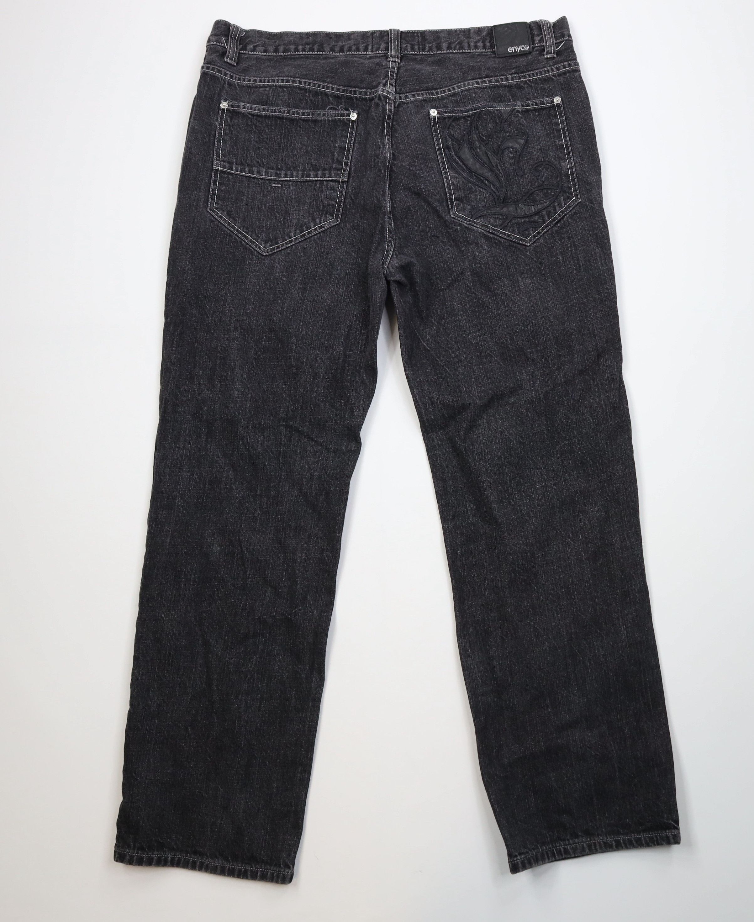Enyce Vintage 90s Y2K Enyce Wide Leg Denim Jeans Black Cotton Size US 40 / EU 56 - 11 Thumbnail