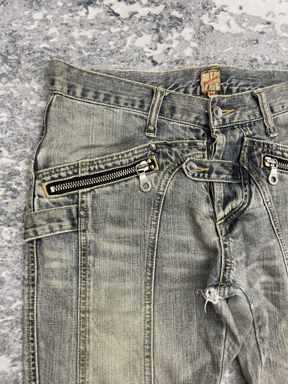 JACKROSE Jack Rose Sick Distressed Flare Jeans s6 Size US 31 - 5 Thumbnail