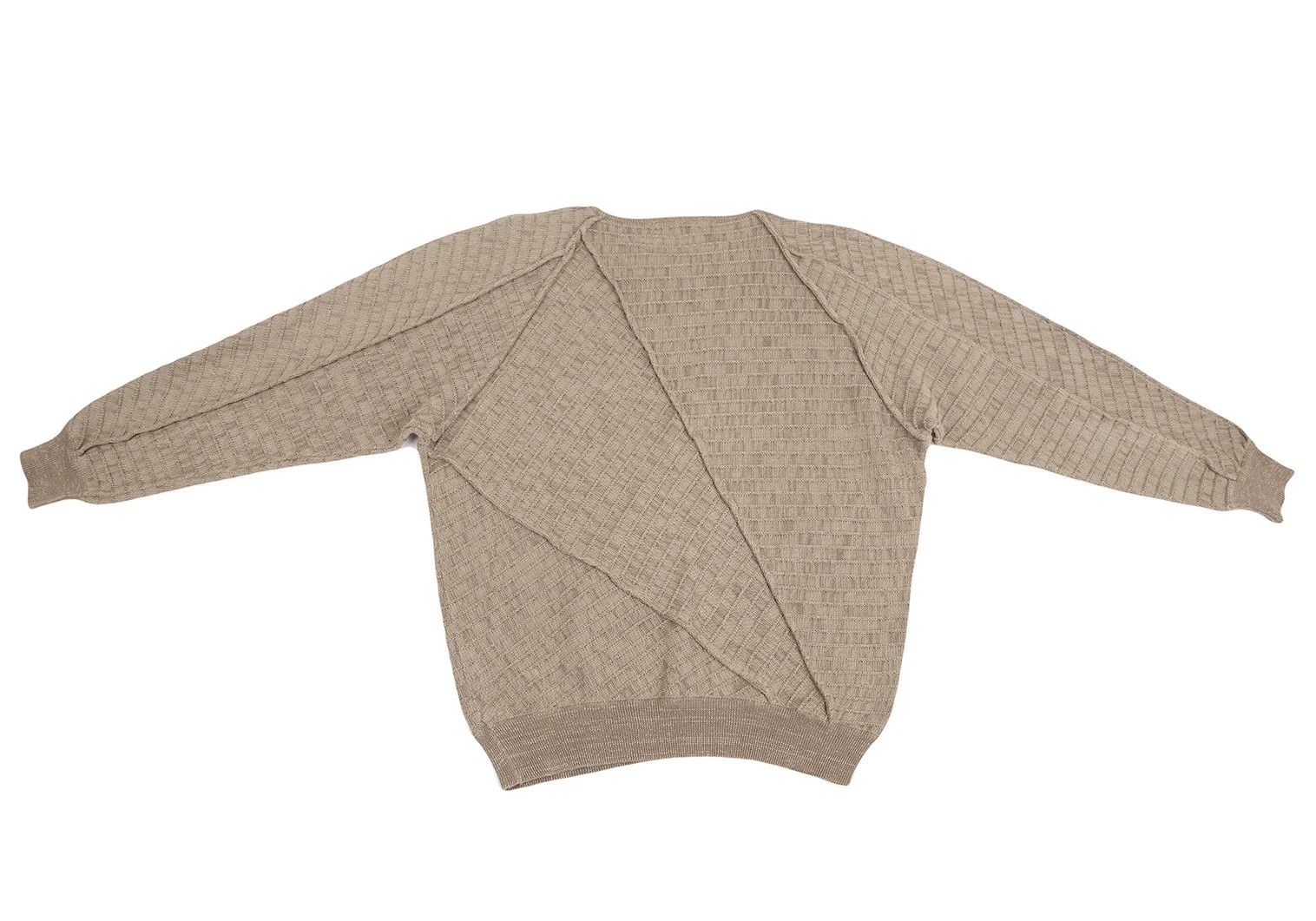 Issey Miyake Beige Patchwork Knit Sweater Size M Size US M / EU 48-50 / 2 - 8 Thumbnail