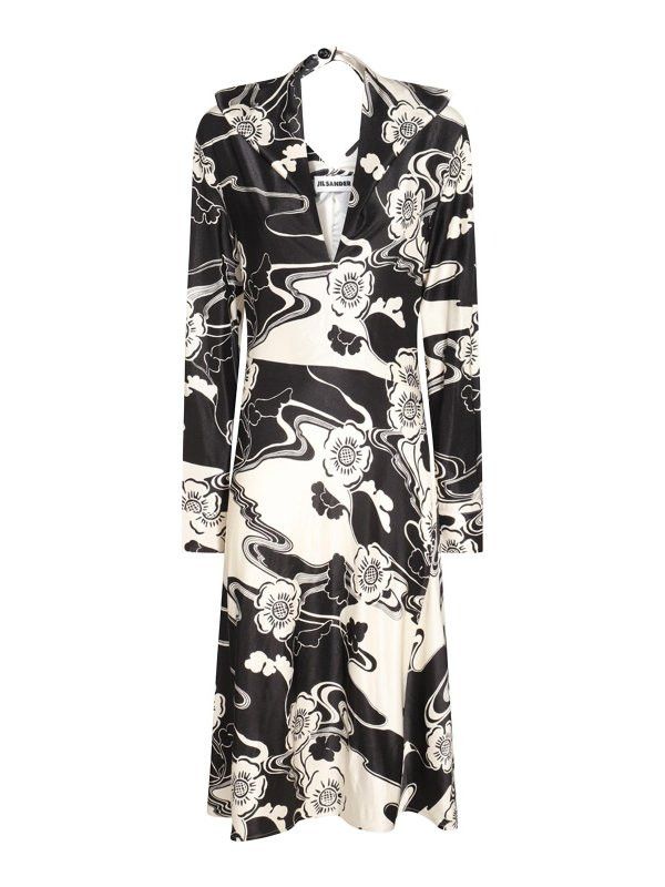 Jil Sander o1y0925 Midi Dress in Black/White Size XS / US 0-2 / IT 36-38 - 1 Thumbnail