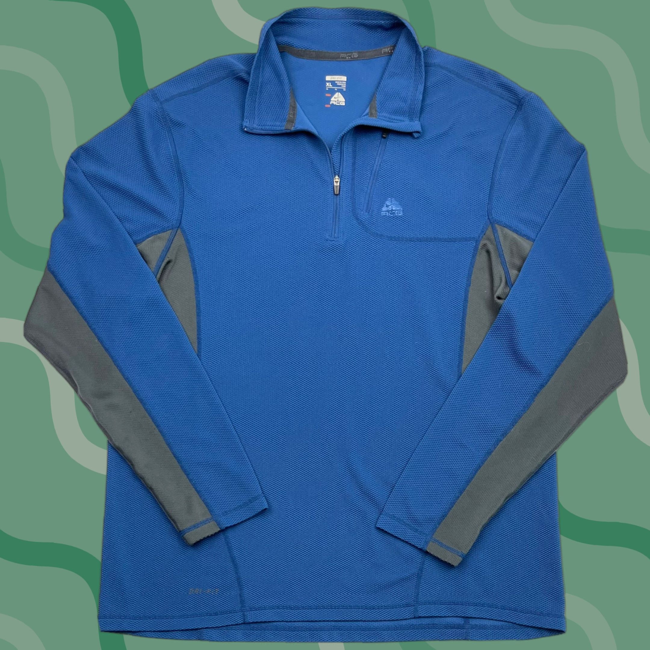 Nike Nike Men's ACG Dri Fit Pullover 1/4 Zip Hiking Outdoors Base Layer Blue Sz XL Size US XL / EU 56 / 4 - 1 Thumbnail