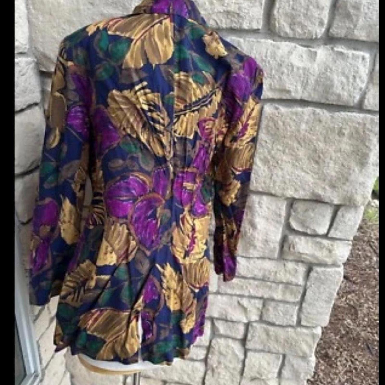 Other Vintage Cardigan Blazer Small Floral rayon S/M. Size M / US 6-8 / IT 42-44 - 3 Thumbnail