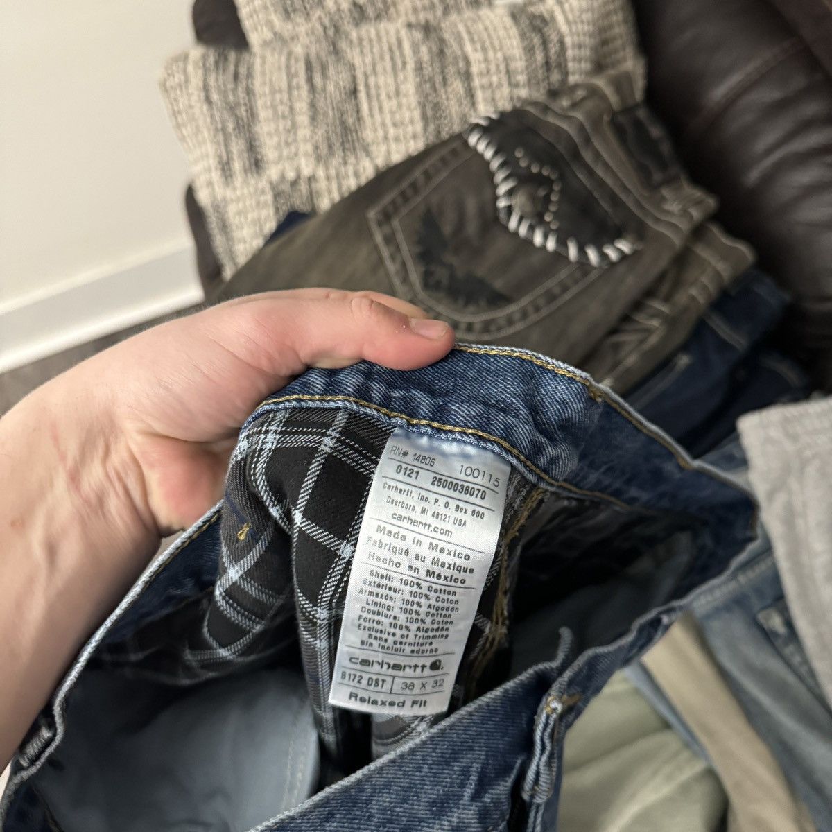 Carhartt × Vintage Vintage Y2K Carhartt blanket lined navy blue denim jeans Size US 38 / EU 54 - 5 Thumbnail