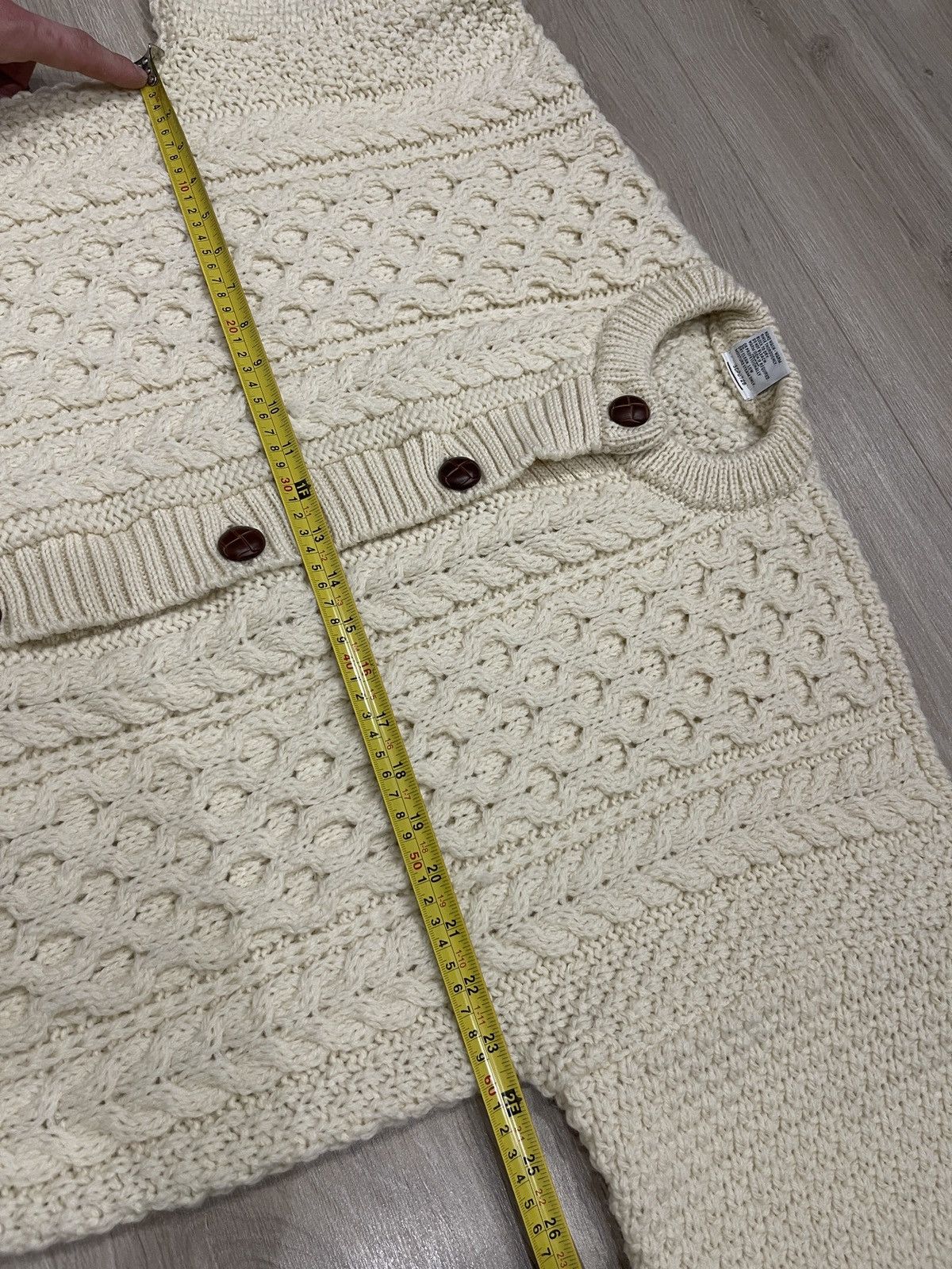 Vintage Vintage knitted cardigan beige wool unisex L Size XL / US 12-14 / IT 48-50 - 9 Thumbnail