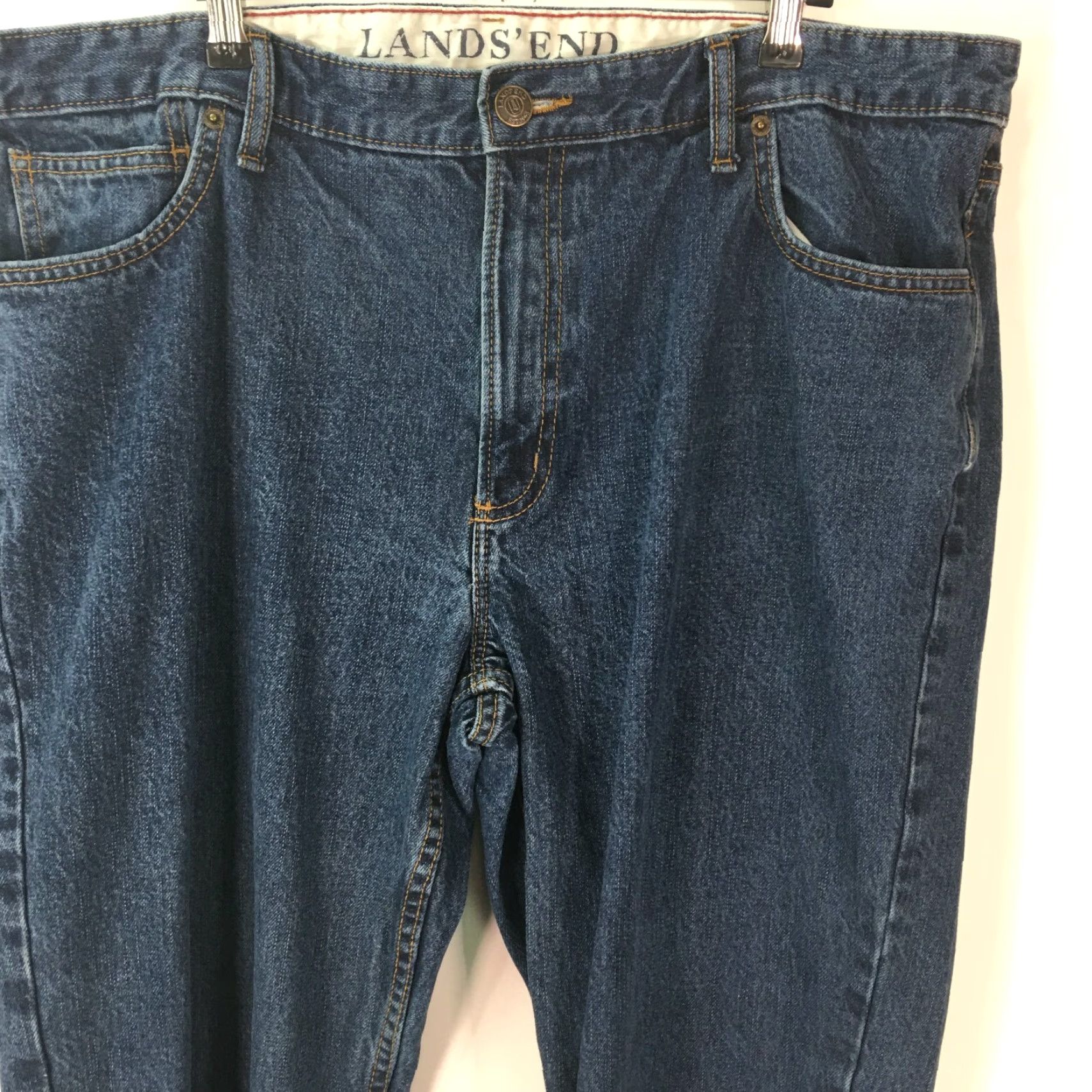 Lands' End LANDS' END Mens Jeans Main Point: Traditional Fit Low Rise Straight Blue Denim 40 Regular Inseam 30 Size US 40 / EU 56 - 2 Thumbnail