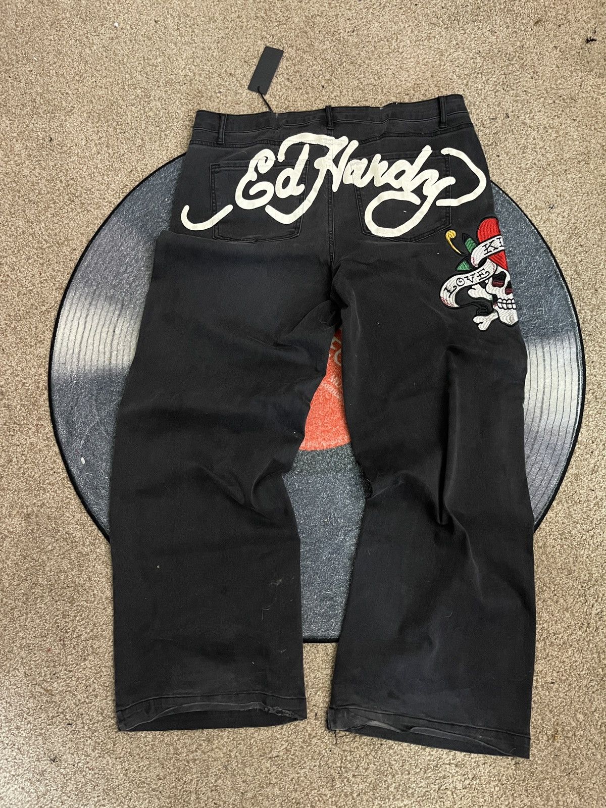 Christian Audigier × Ed Hardy × Japanese Brand Crazy Vintage Ed Hardy Wide Leg Baggy Pants Size US 38 / EU 54 - 5 Thumbnail