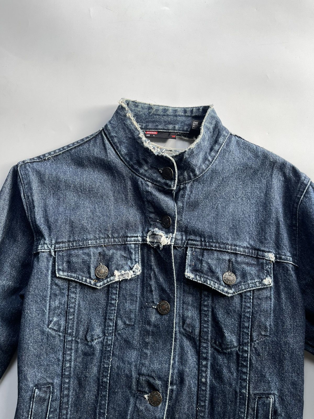 Diesel 2000s Diesel Distressed Biker Denim Jacket Size L / US 10 / IT 46 - 7 Thumbnail