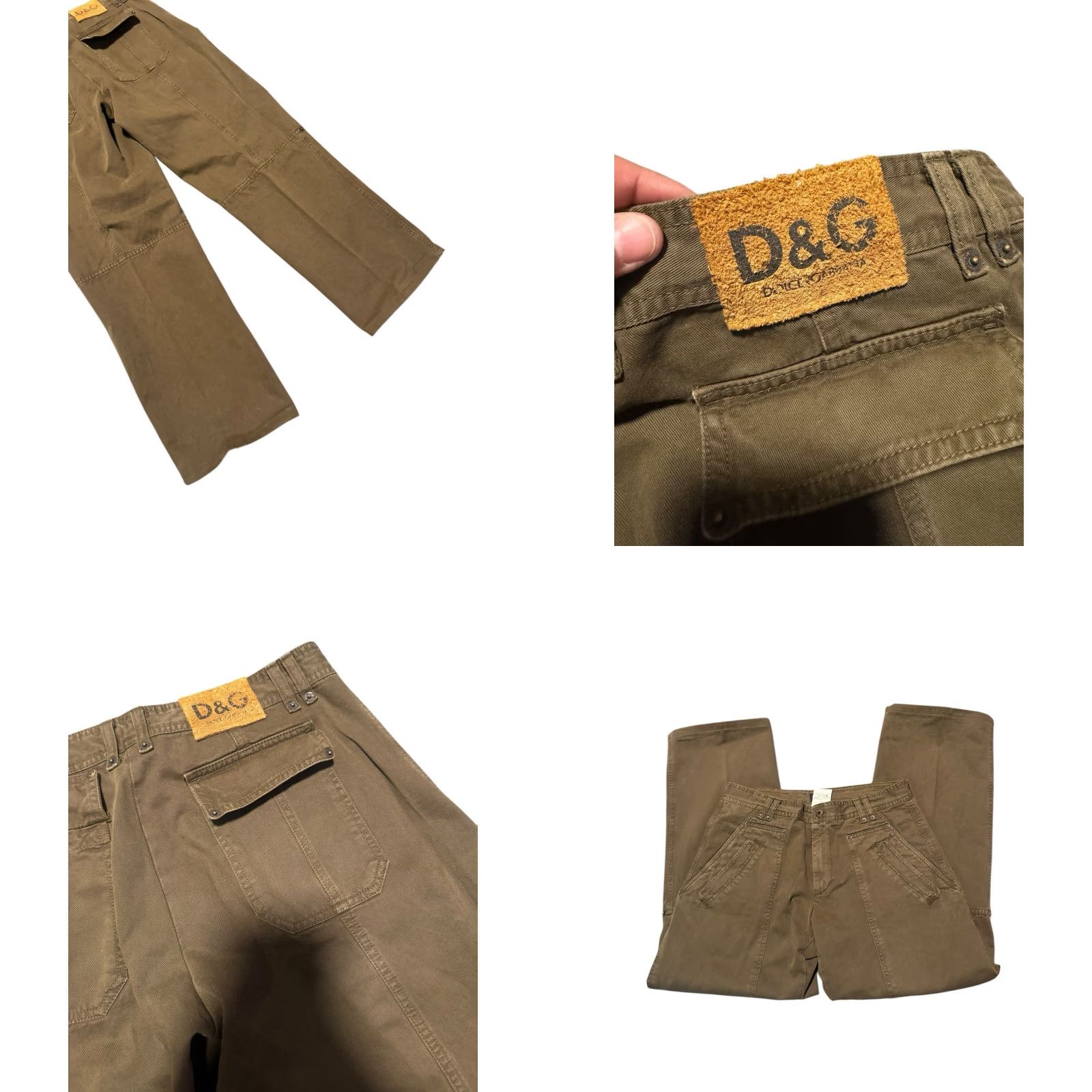 Dolce & Gabbana VINTAGE Dolce&Gabbana Cargo Pants Military Green 36x31 Men Regular 5-Pocket Canvas Cotton Army 90s Italy Rare Size US 36 / EU 52 - 8 Thumbnail