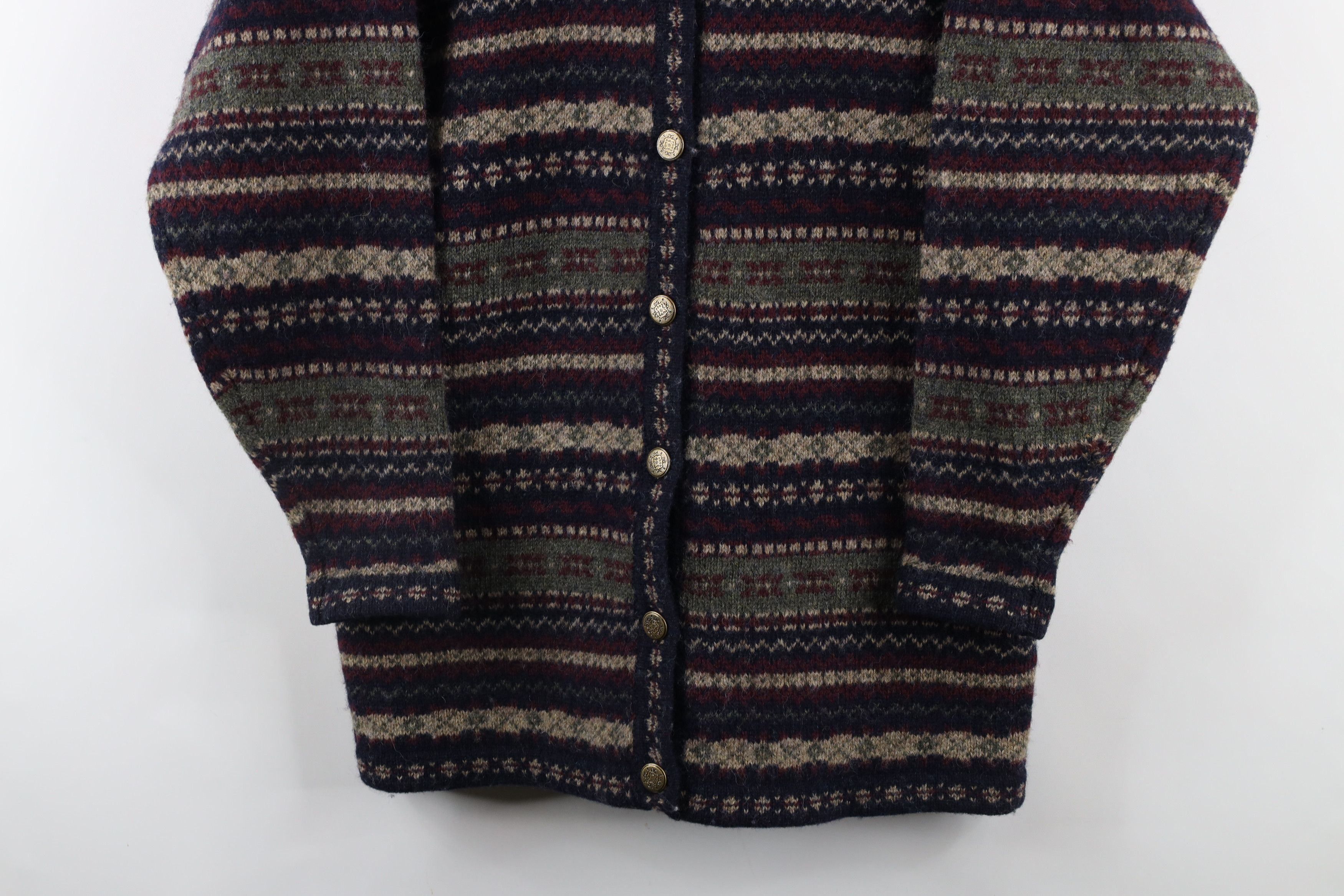 Vintage Vintage 90s Streetwear Wool Fair Isle Knit Cardigan Sweater Size S / US 4 / IT 40 - 3 Thumbnail