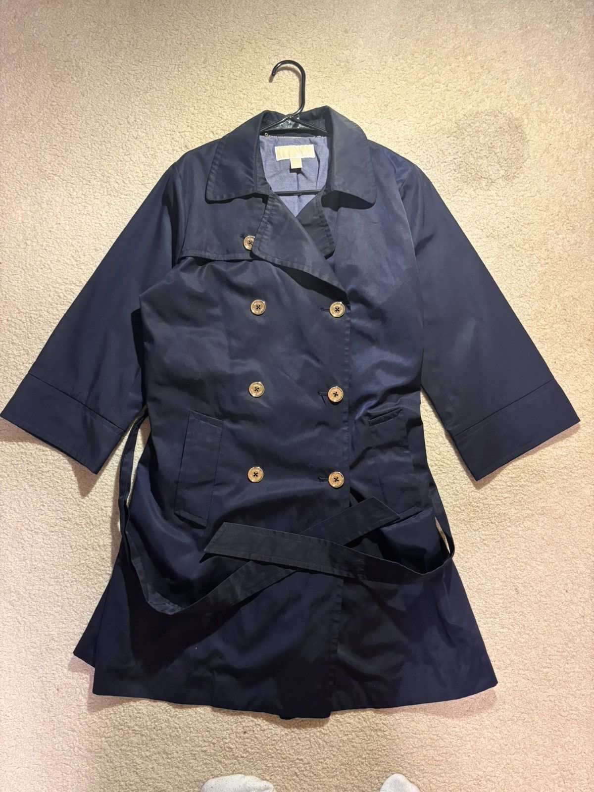 MICHAEL Michael Kors Trench Coat Black Size Large Jacket