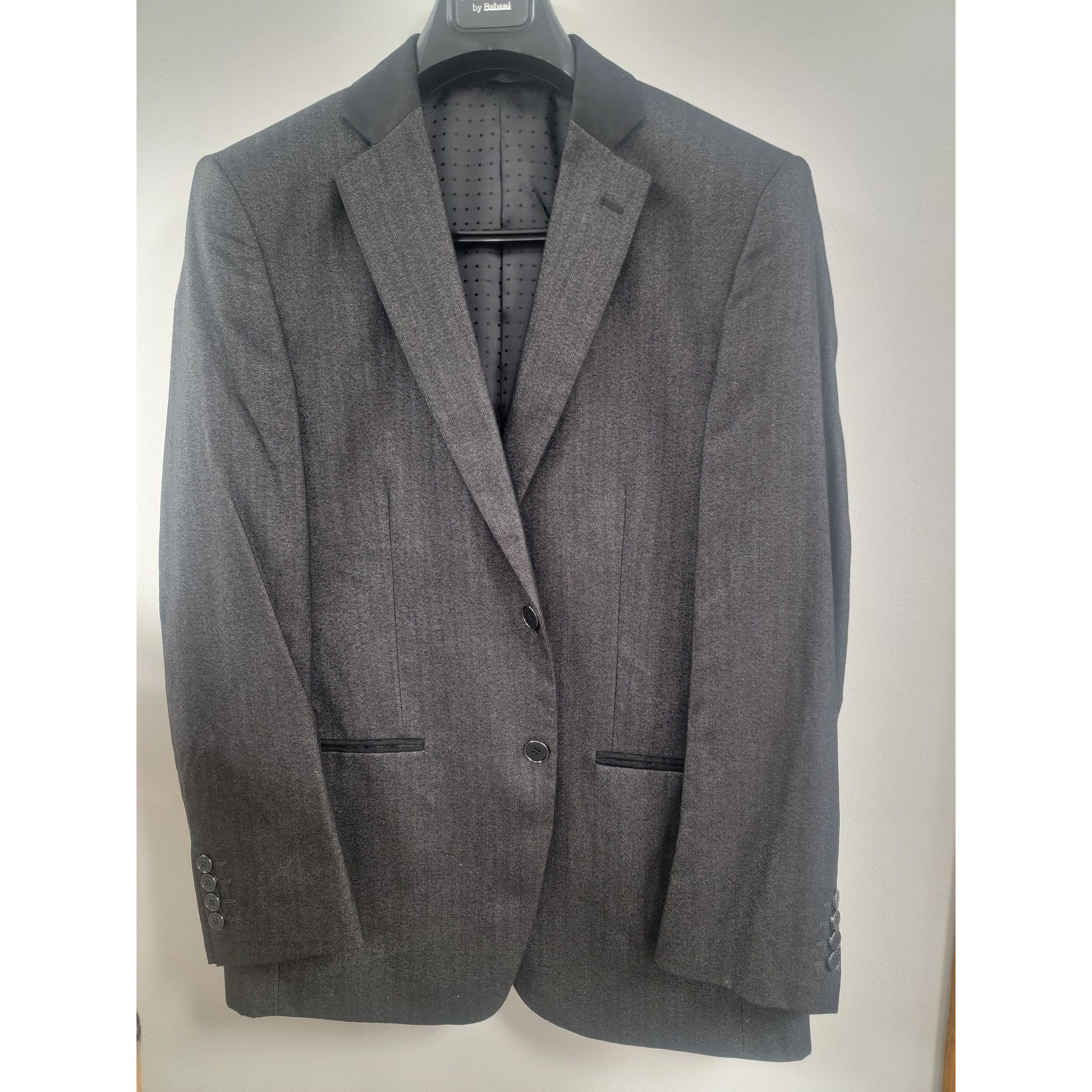Other Business Class By Babani Mens Grey Herringbone Blazer Wool B Size 42R - 9 Thumbnail