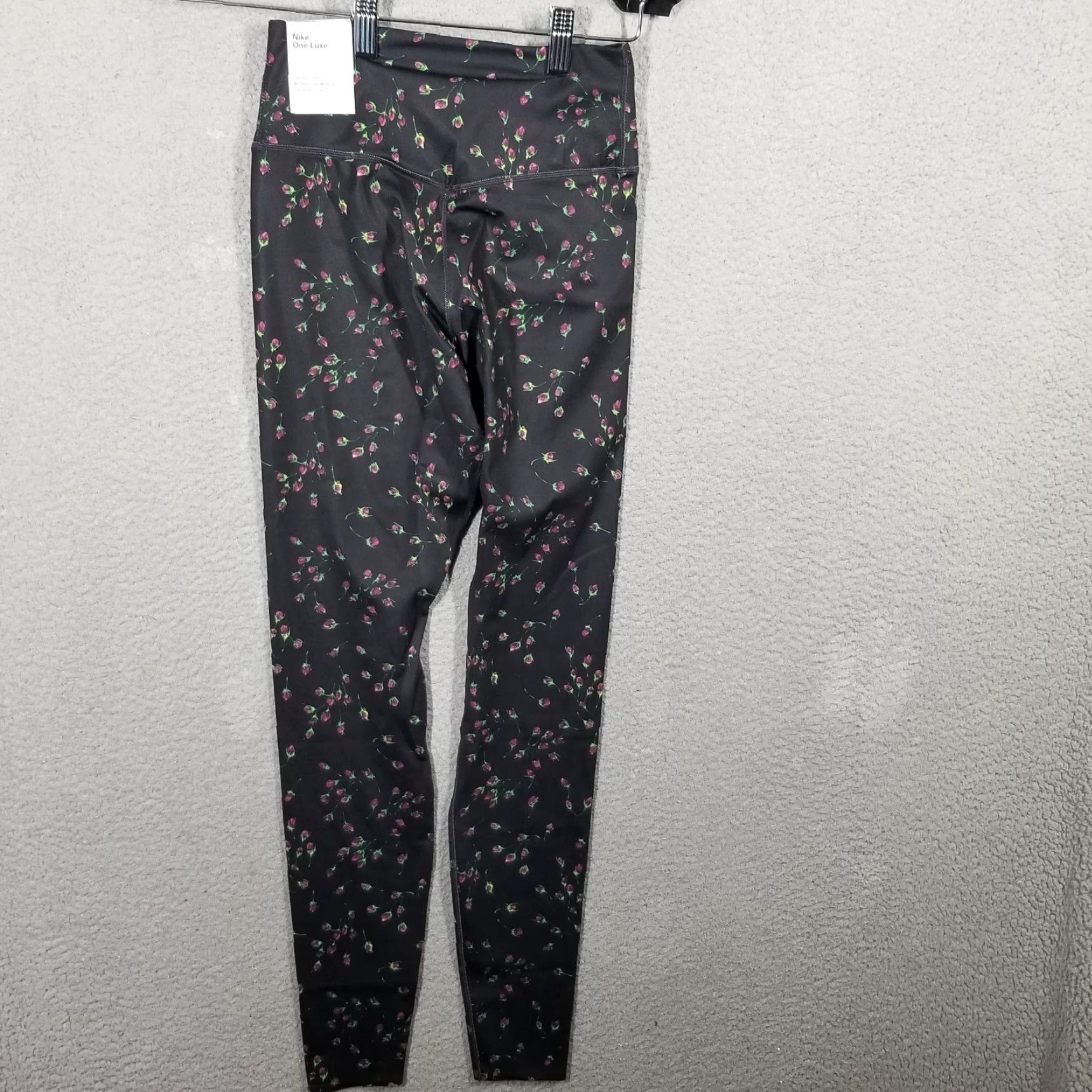Nike Nike XS One Luxe Icon Clash Mid-Rise Leggings Black AOP Floral Tight Full Length Size 26" / US 2 / IT 38 - 2 Thumbnail