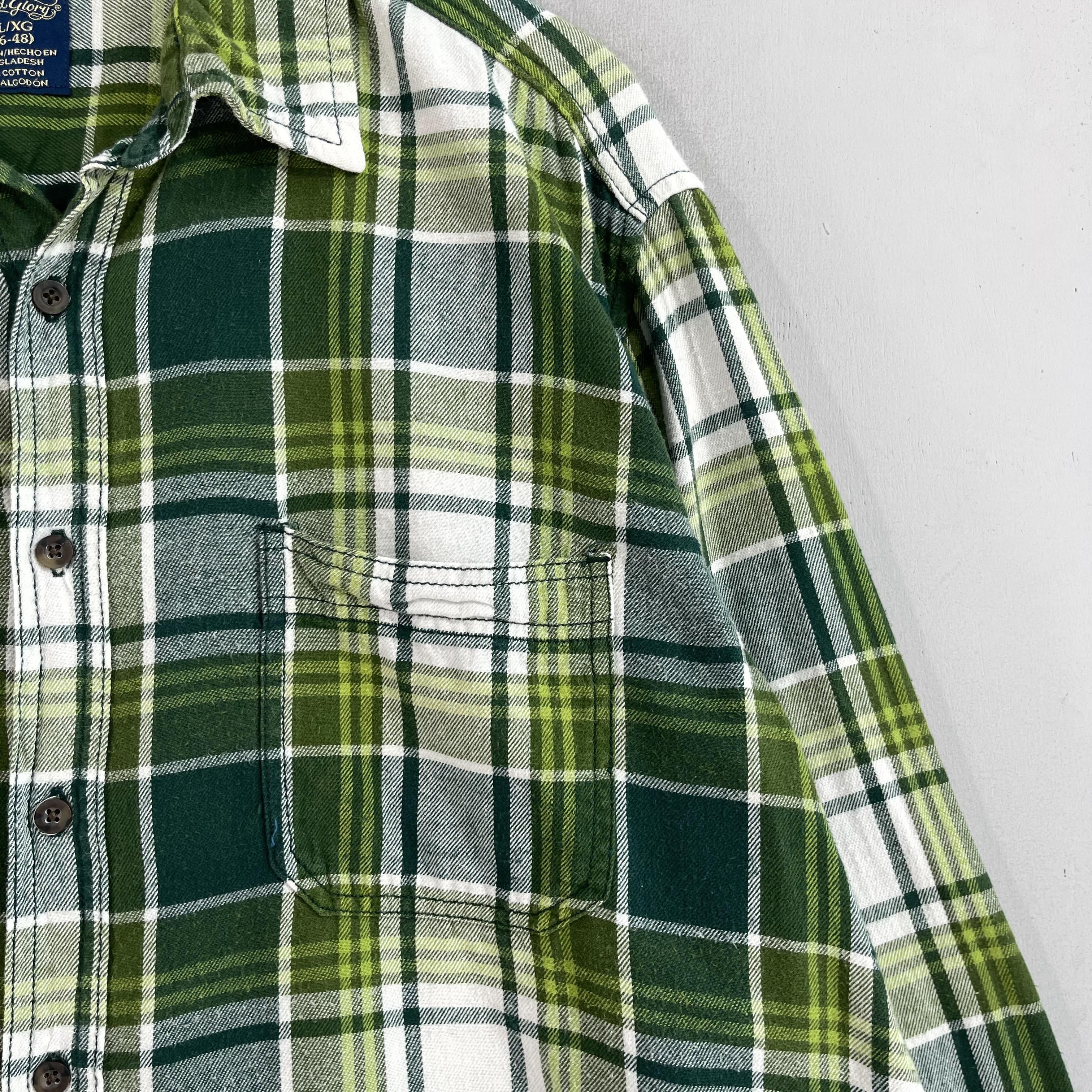 Faded Glory × Flannel FADED GLORY Checkered Plaid Green Flannel Shirt Button Up Size US XL / EU 56 / 4 - 3 Thumbnail