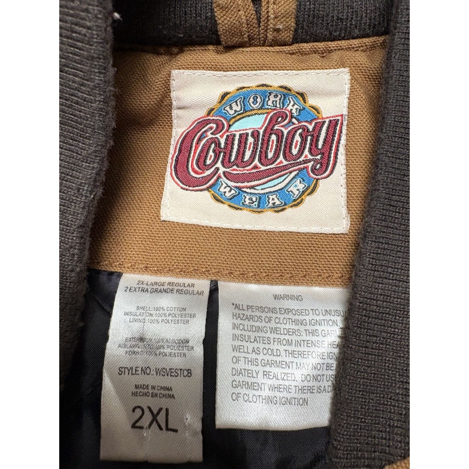 Vintage VINTAGE Cowboy Work Wear Vest Mens 2XL Canvas Brown Quilted Nylon Lined Full Zip USA Size US XXL / EU 58 / 5 - 5 Thumbnail