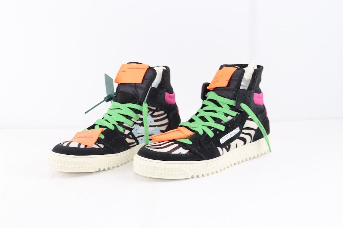image of Off White O1Rshd1 3.0 Off Court Leather Sneakers In Zebra/black, Men's (Size 10)