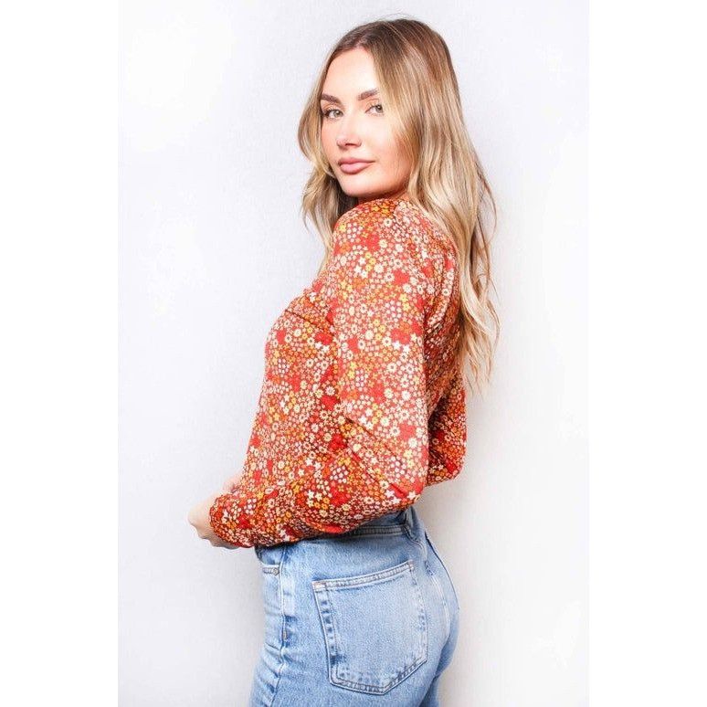 Other Floral Long Sleeve Crisscross Neck Top For Women XS Size XS / US 0-2 / IT 36-38 - 2 Thumbnail