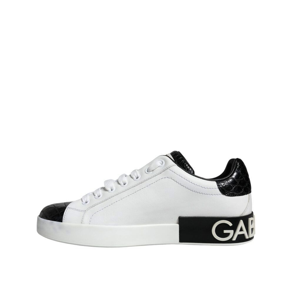 Dolce & Gabbana Dolce & Gabbana Black Leather Logo Portofino Sneaker Shoes Size US 5 / EU 37 - 5 Thumbnail