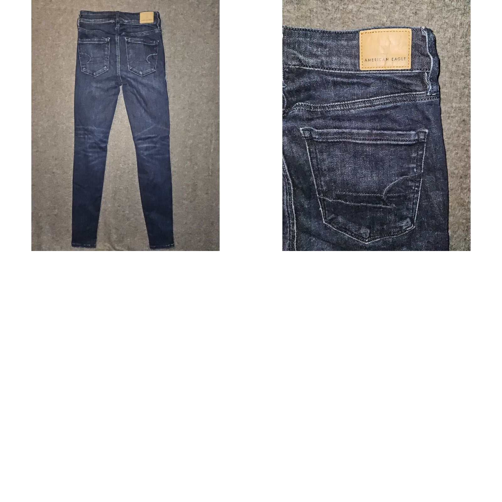 Vintage American Eagler High Rise Jeggings Juniors 0 Blue Denim Distressed Preppy Logo Pockets 28.5in Inseam Womens Jeans Size 25" / US 0 / IT 36 - 8 Thumbnail
