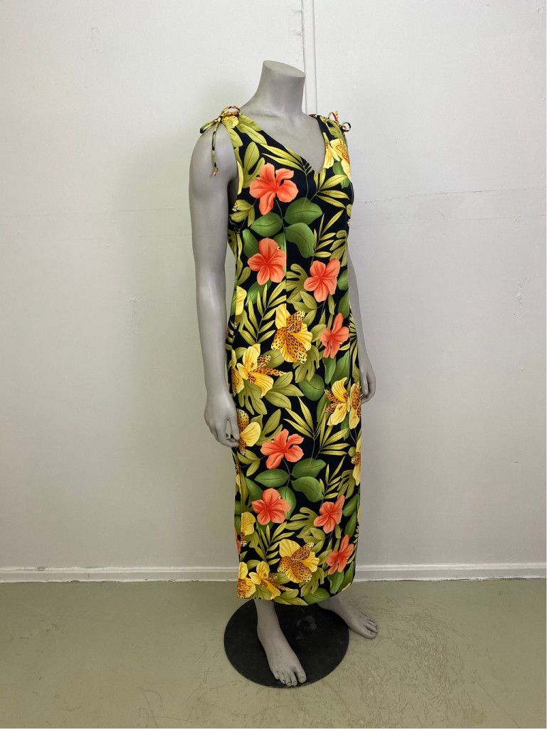 Vintage 1990’s Tropical Print Maxi Resort Wear Dress Size M / US 6-8 / IT 42-44 - 2 Thumbnail