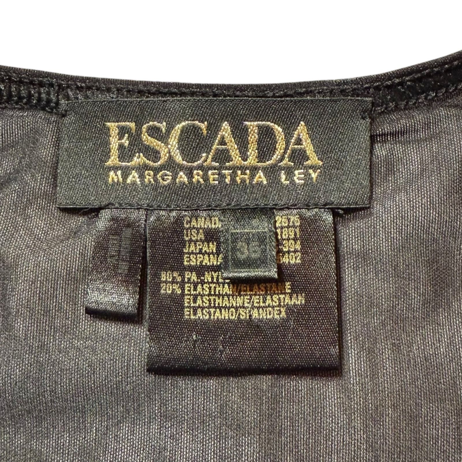 Escada Escada Short Sleeve Mesh Sequin Bodysuit Sheer Black Size 36 Size XS / US 0-2 / IT 36-38 - 3 Thumbnail