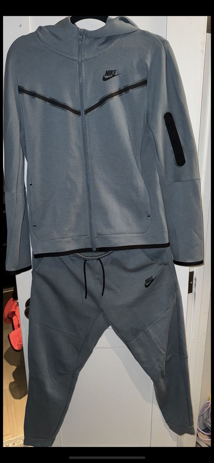 image of Diffused Blue Nike Tech Fleece Full-Zip Up Hoodie Full Set, Men's (Size XS)