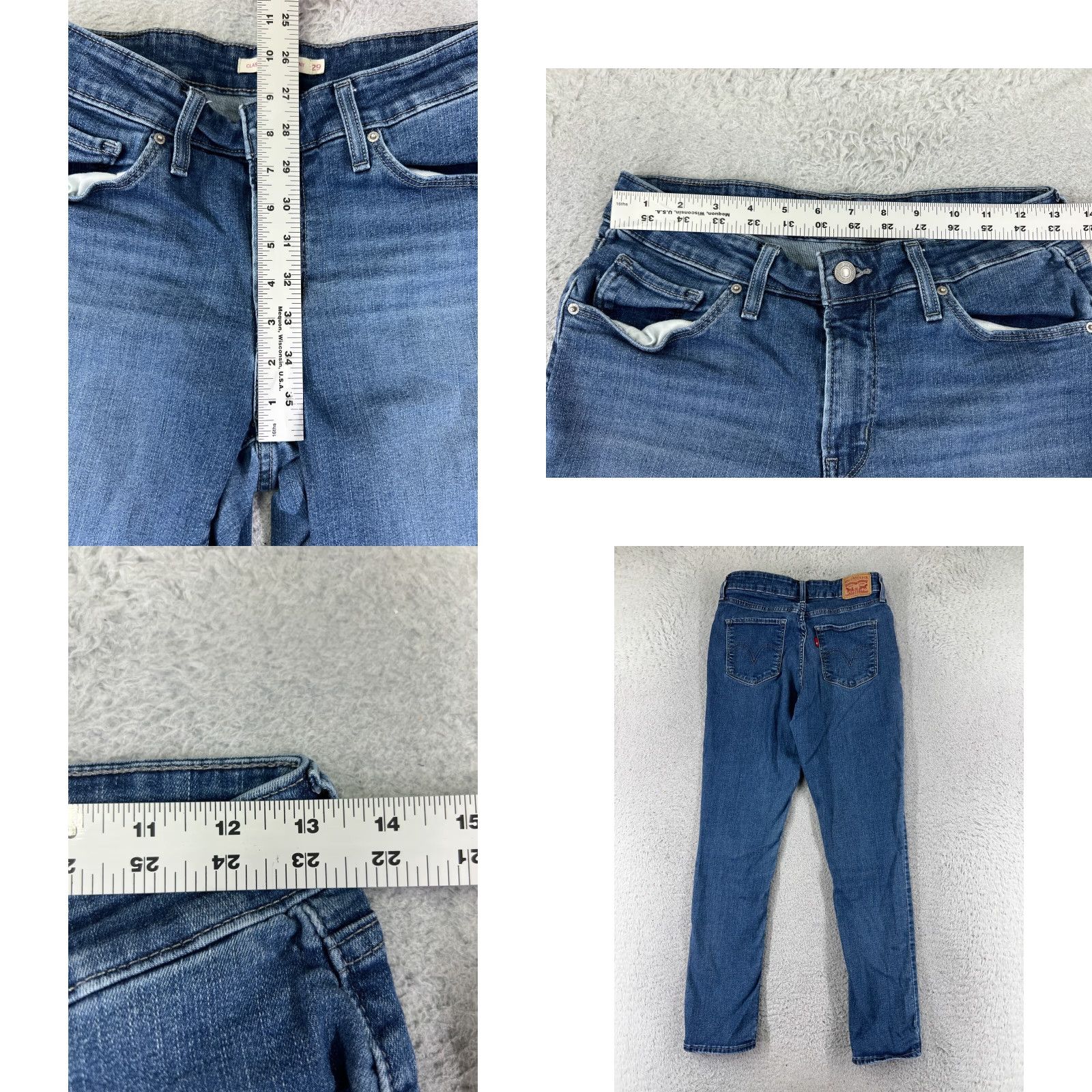 Levi's Levis Jeans Women 29 Blue Denim Mid Rise Skinny Cotton Blend 25x28 Size 29" - 9 Thumbnail
