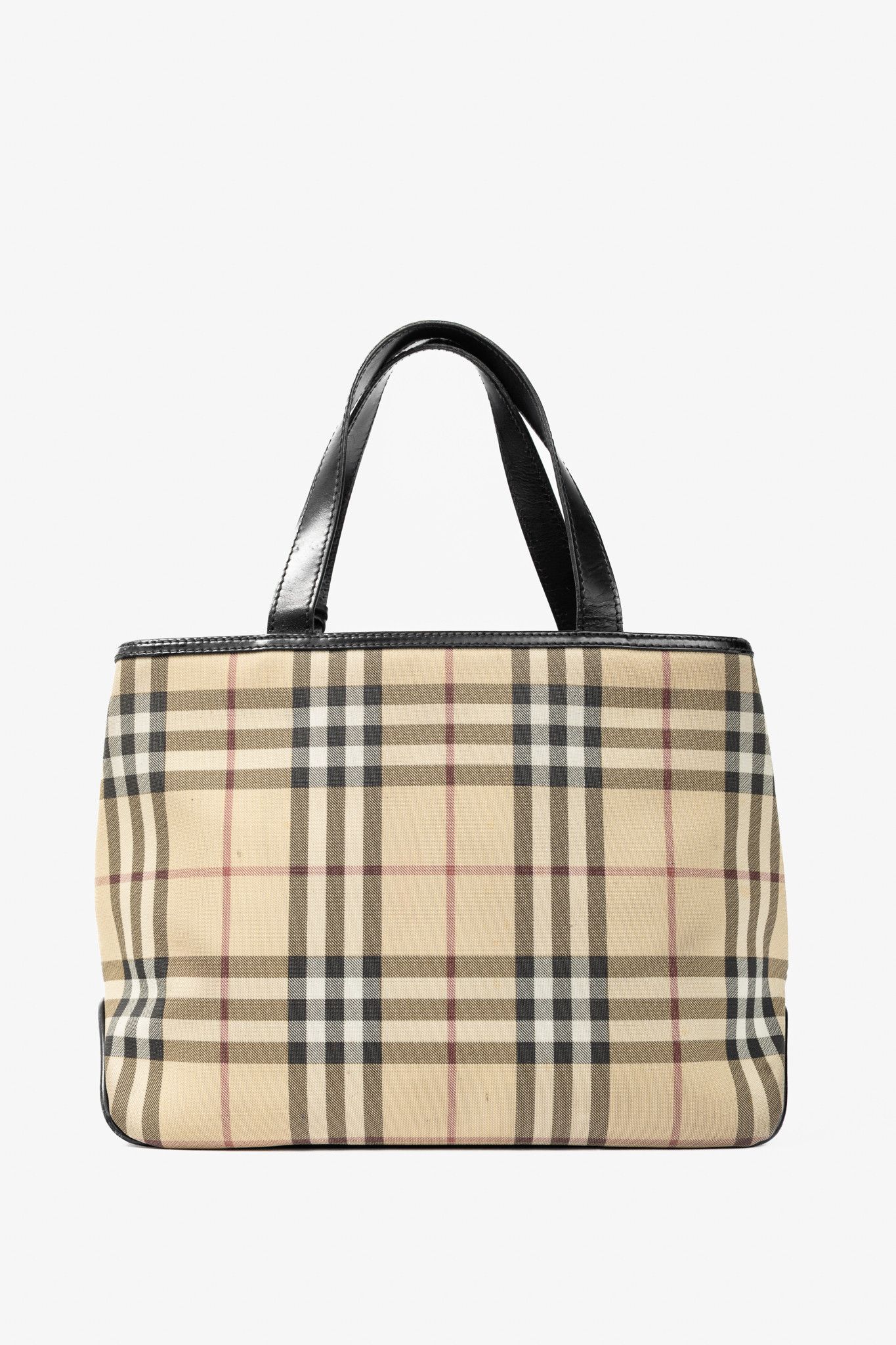 Burberry House-Check Canvas Leather-Trim Tote