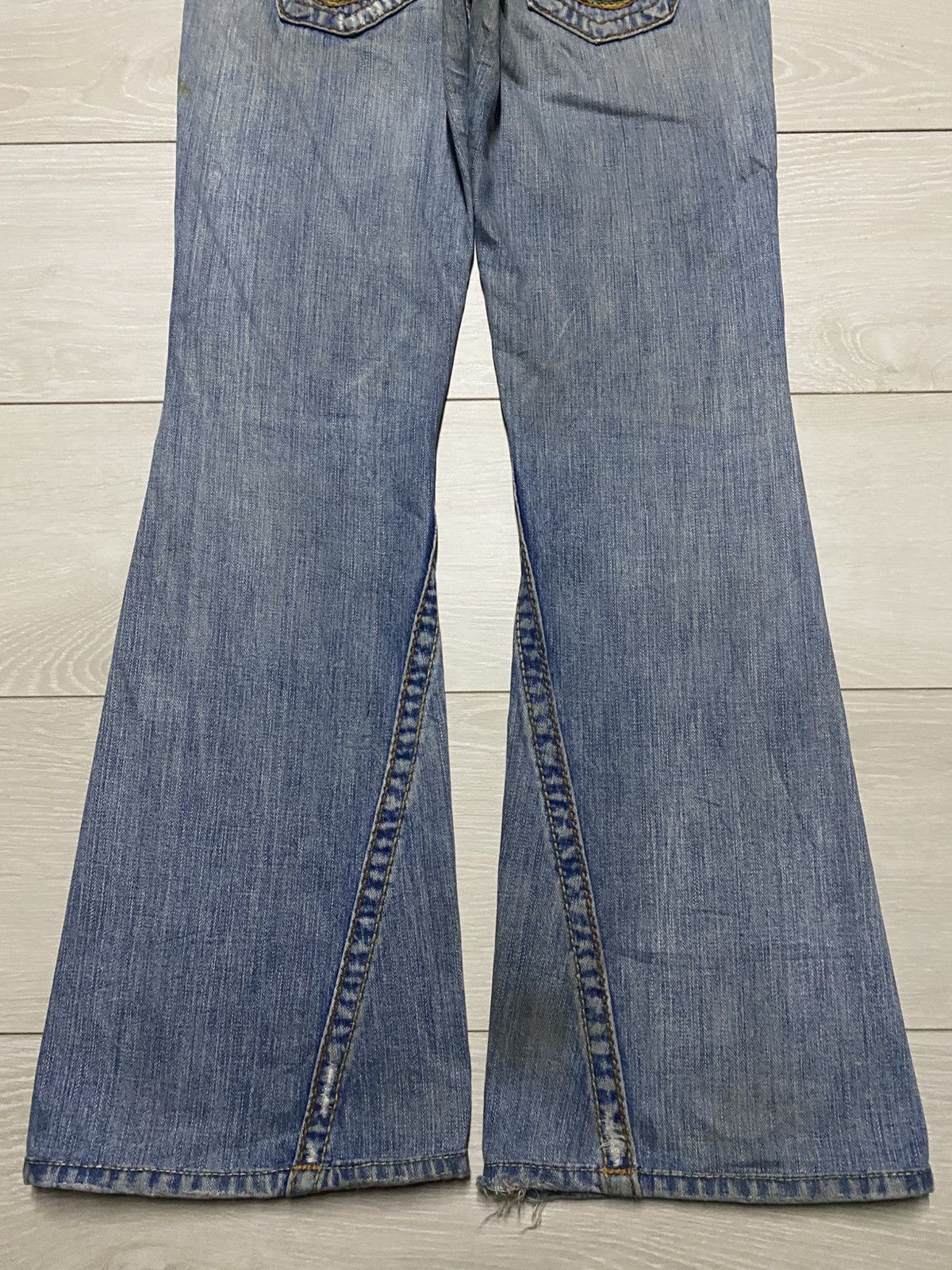 Tornado Mart True Religion Light Wash Super Flare Distressed Jeans Size US 29 - 6 Thumbnail
